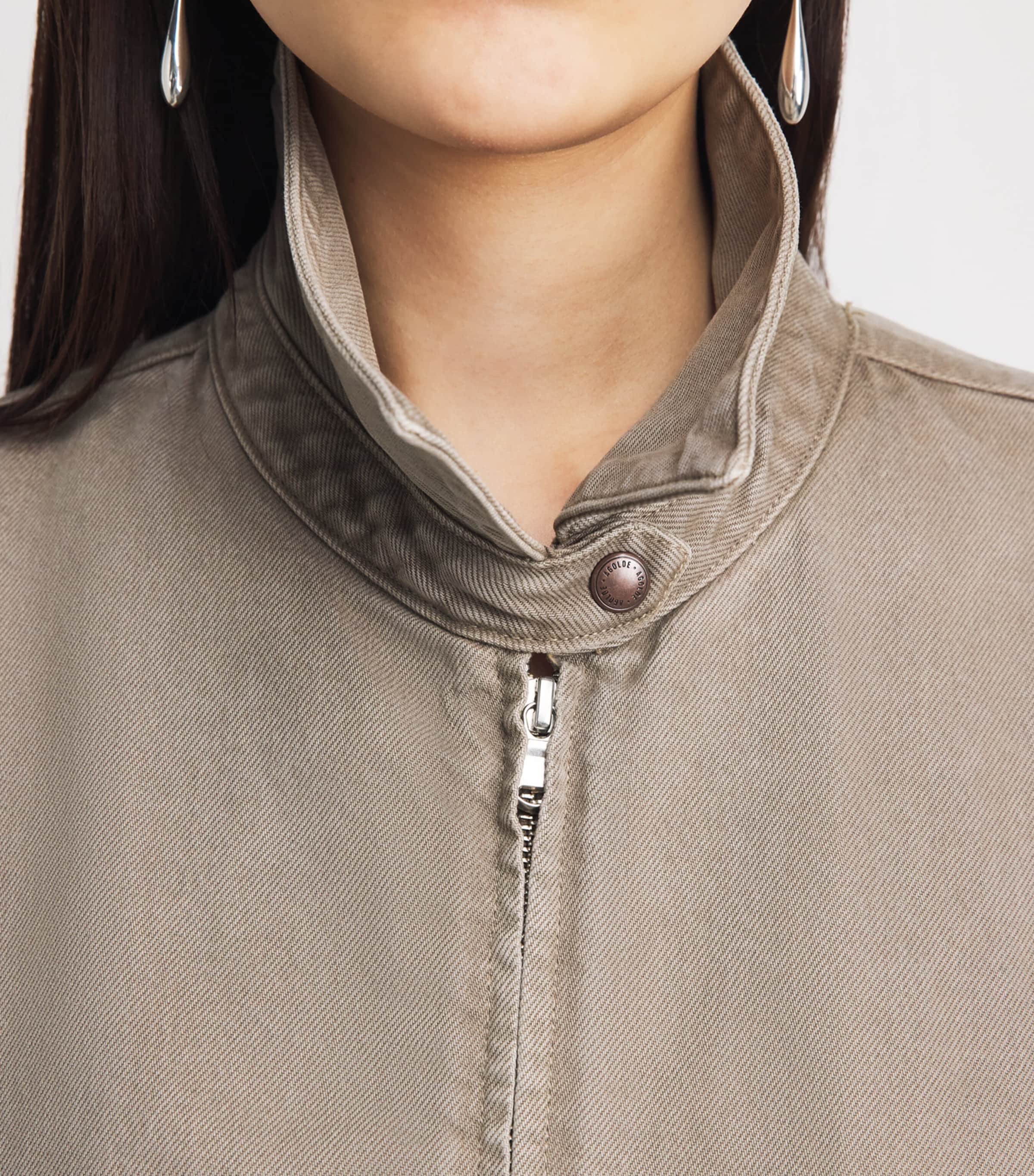 AGOLDE Womens Nile Denim Jacket Trail Md Grey Brown Image 3