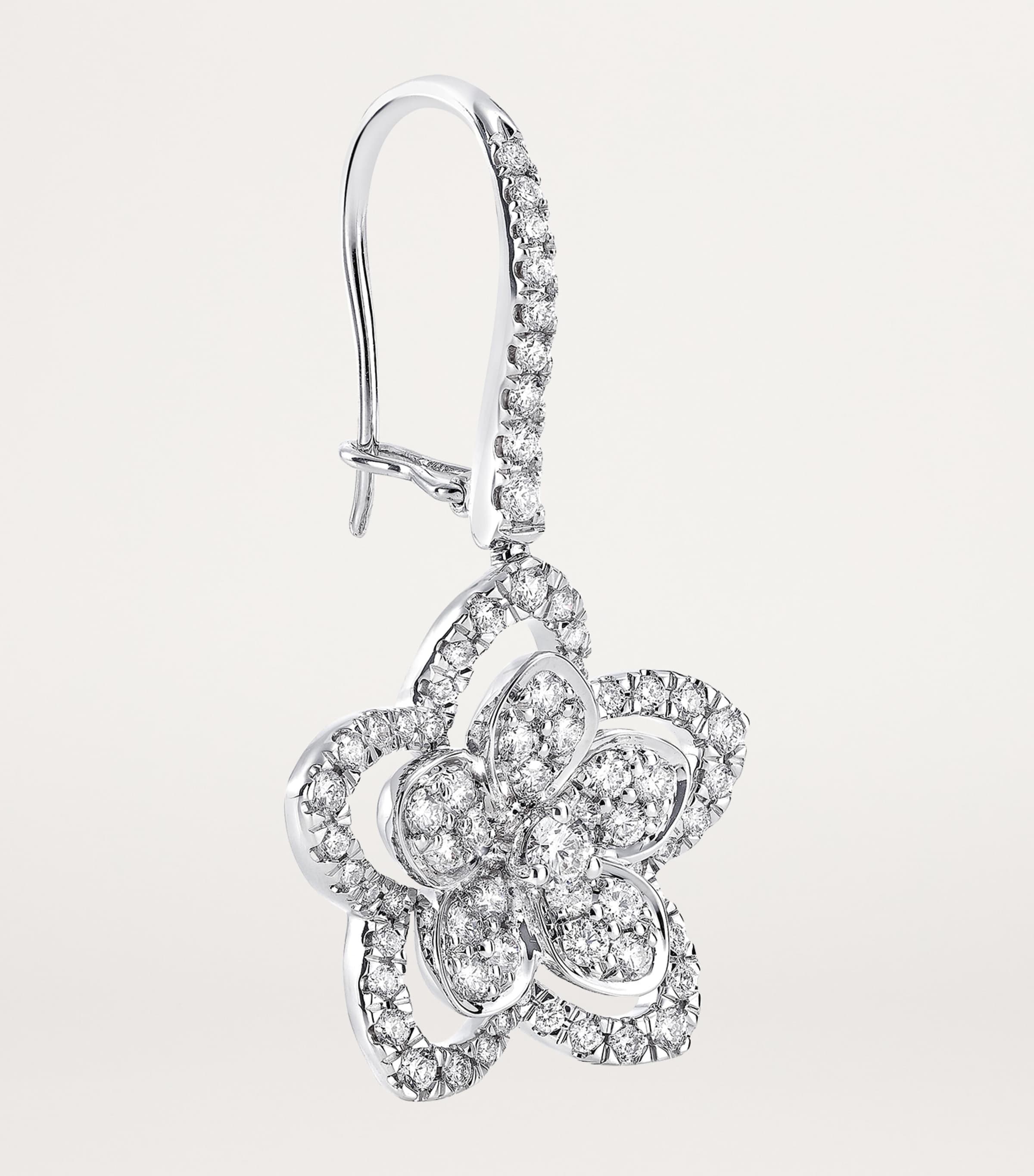 White Gold and Diamond Wild Flower Earrings WHITE GOLD Image 5