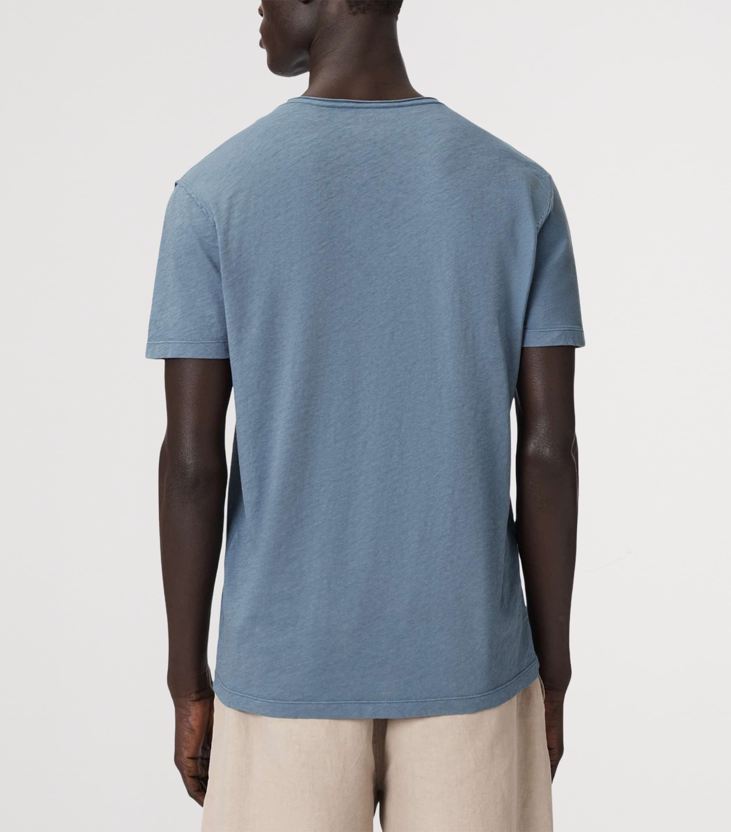 AllSaints Mens Organic Cotton Figure T-Shirt Waved Blue Image 4