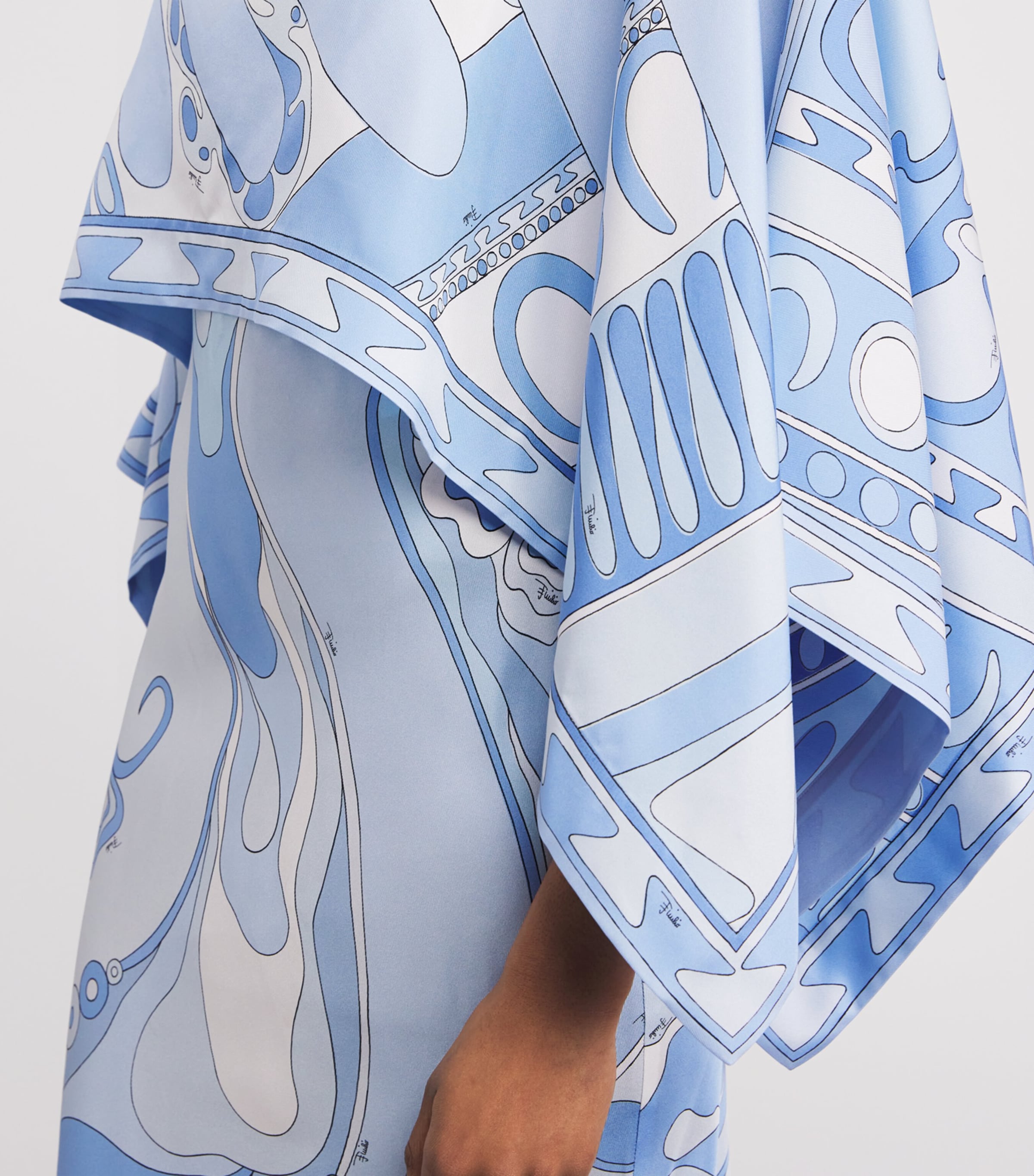 PUCCI Womens Silk Orchidee Cape Maxi Dress Pale Image 5