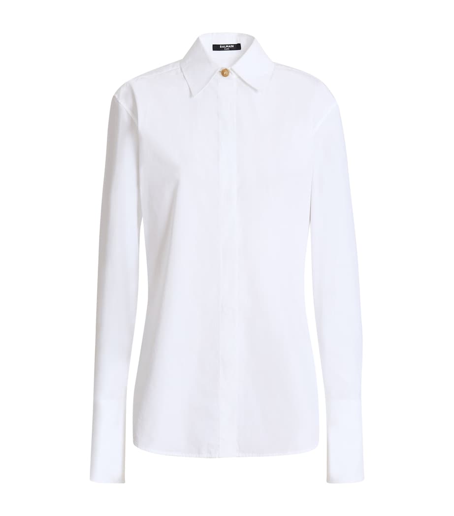 Balmain Womens Cotton Poplin Shirt Blanc Optique Image 1