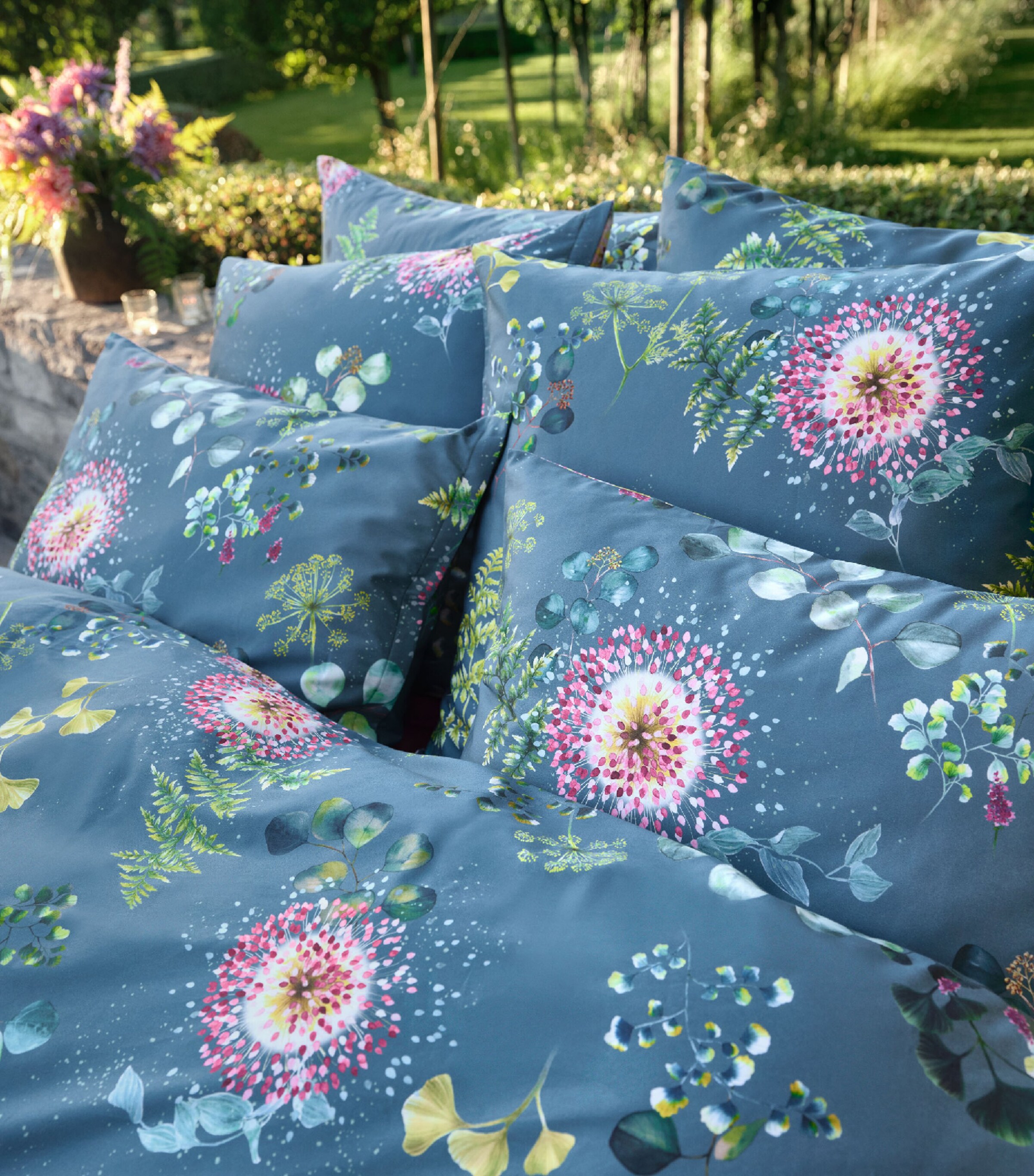 Schlossberg Cotton Sateen Nele King Duvet Cover (220cm x 230cm) Vert Image 4