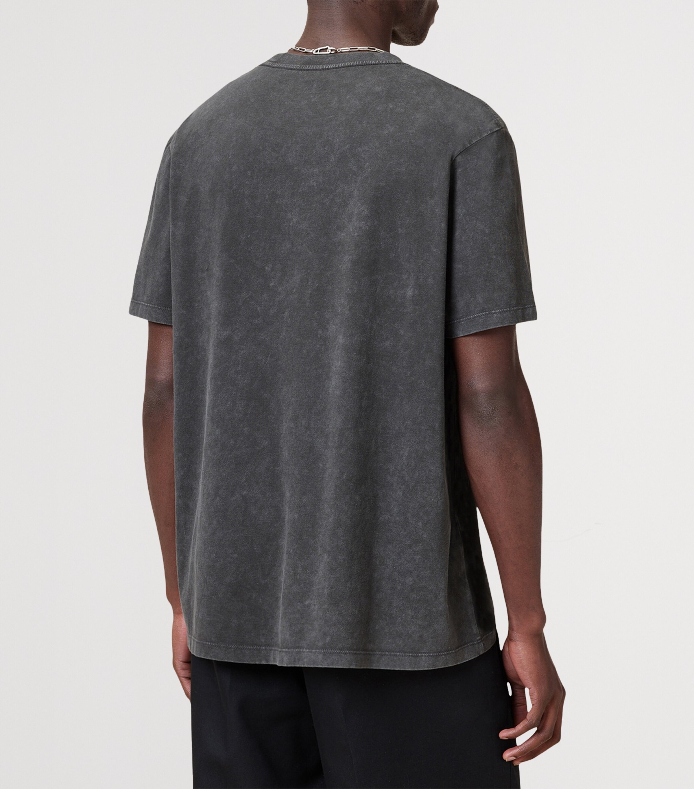 AllSaints Mens Organic Cotton Saka T-Shirt Washed Black Image 6