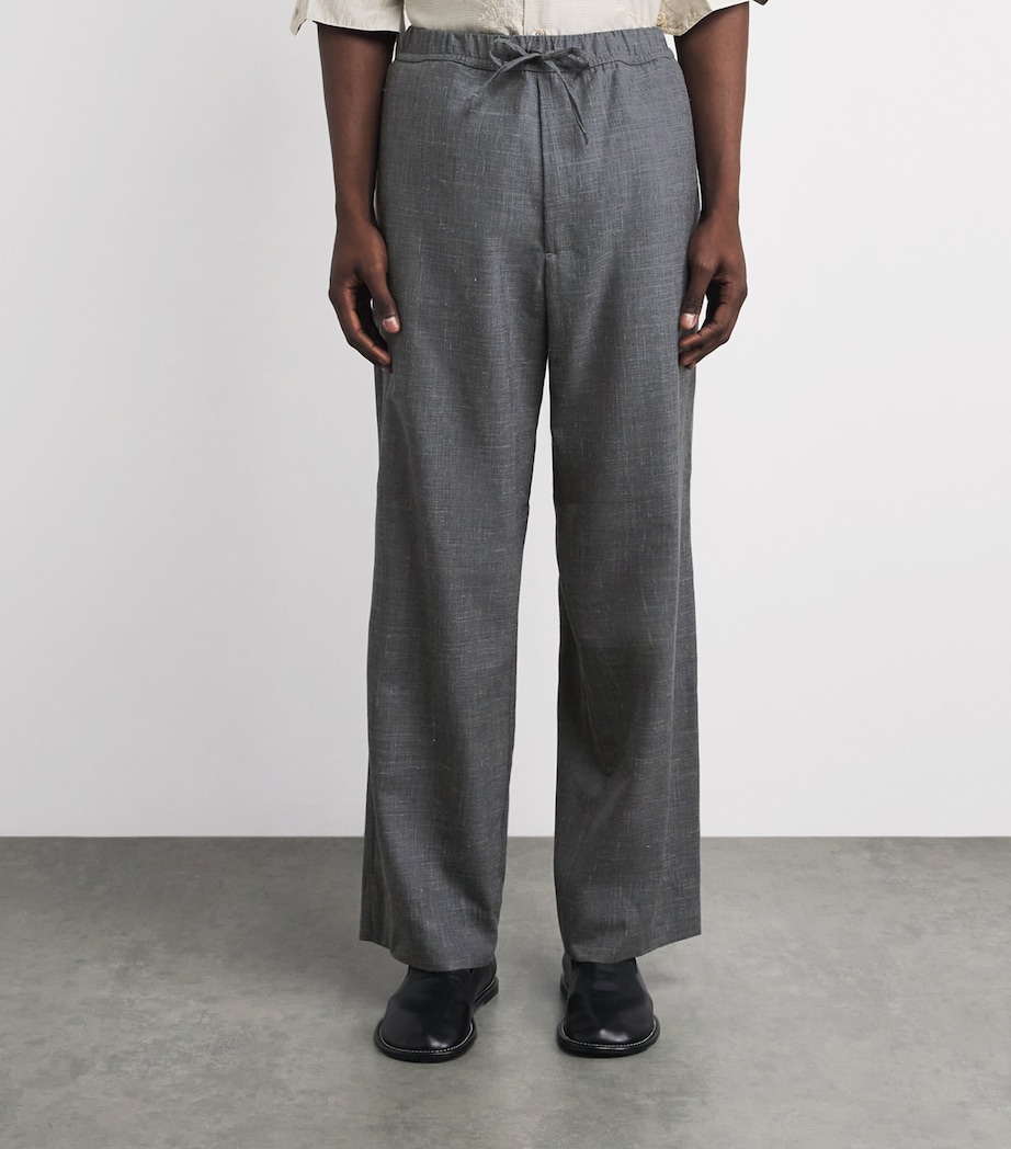Officine Generale Mens Organic Cotton Drawstring Nilson Trousers Midgrey/ecru Image 4