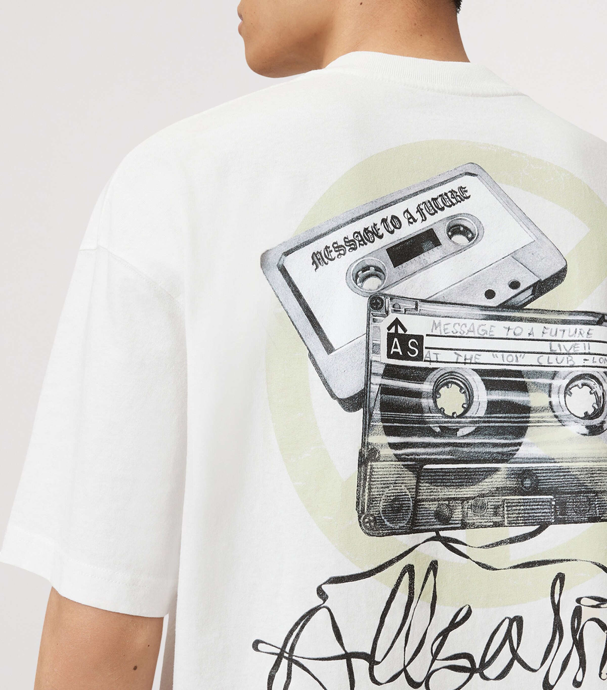 AllSaints Mens Organic Cotton Reel T-Shirt Chalk White Image 7