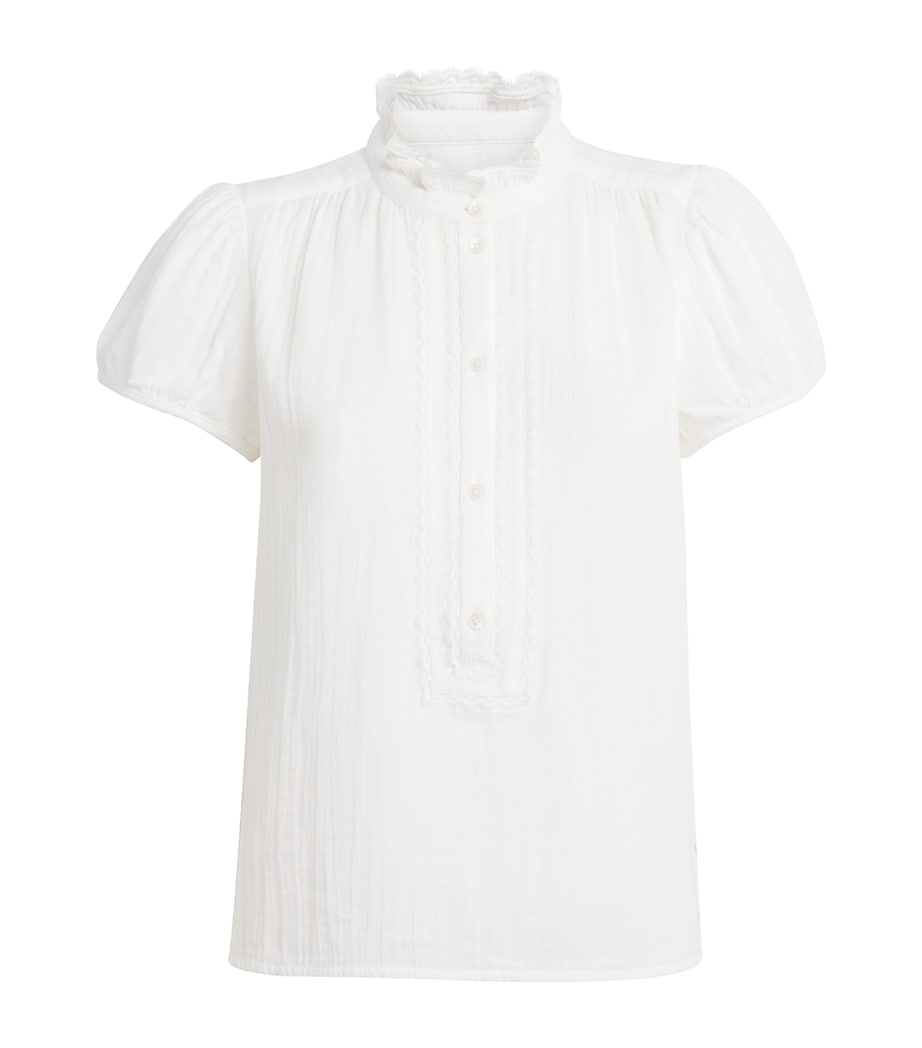 ME+EM Womens Cotton Cheesecloth Blouse Soft White Image 1