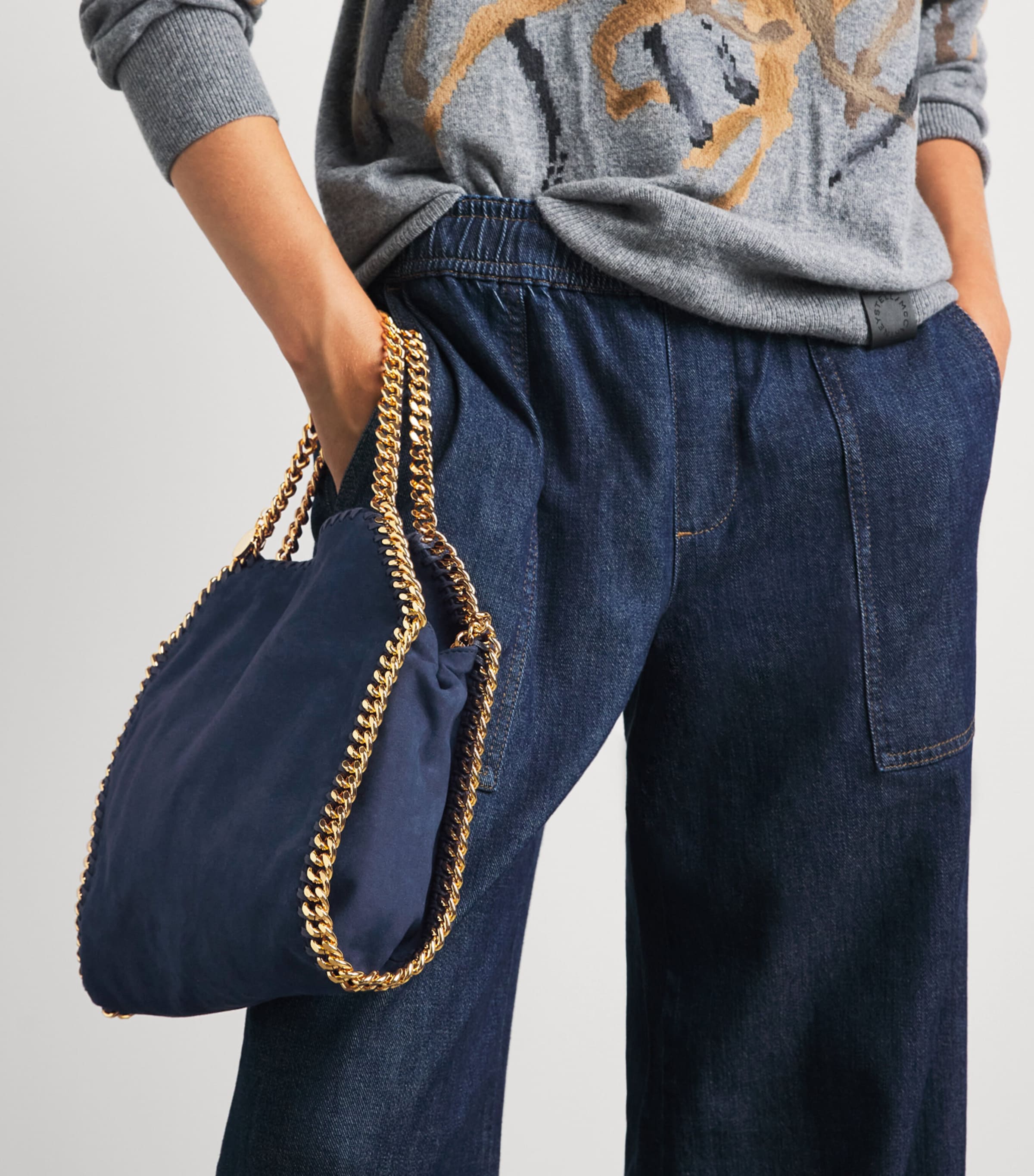 Stella McCartney Mini Falabella Tote Bag Navy Image 2