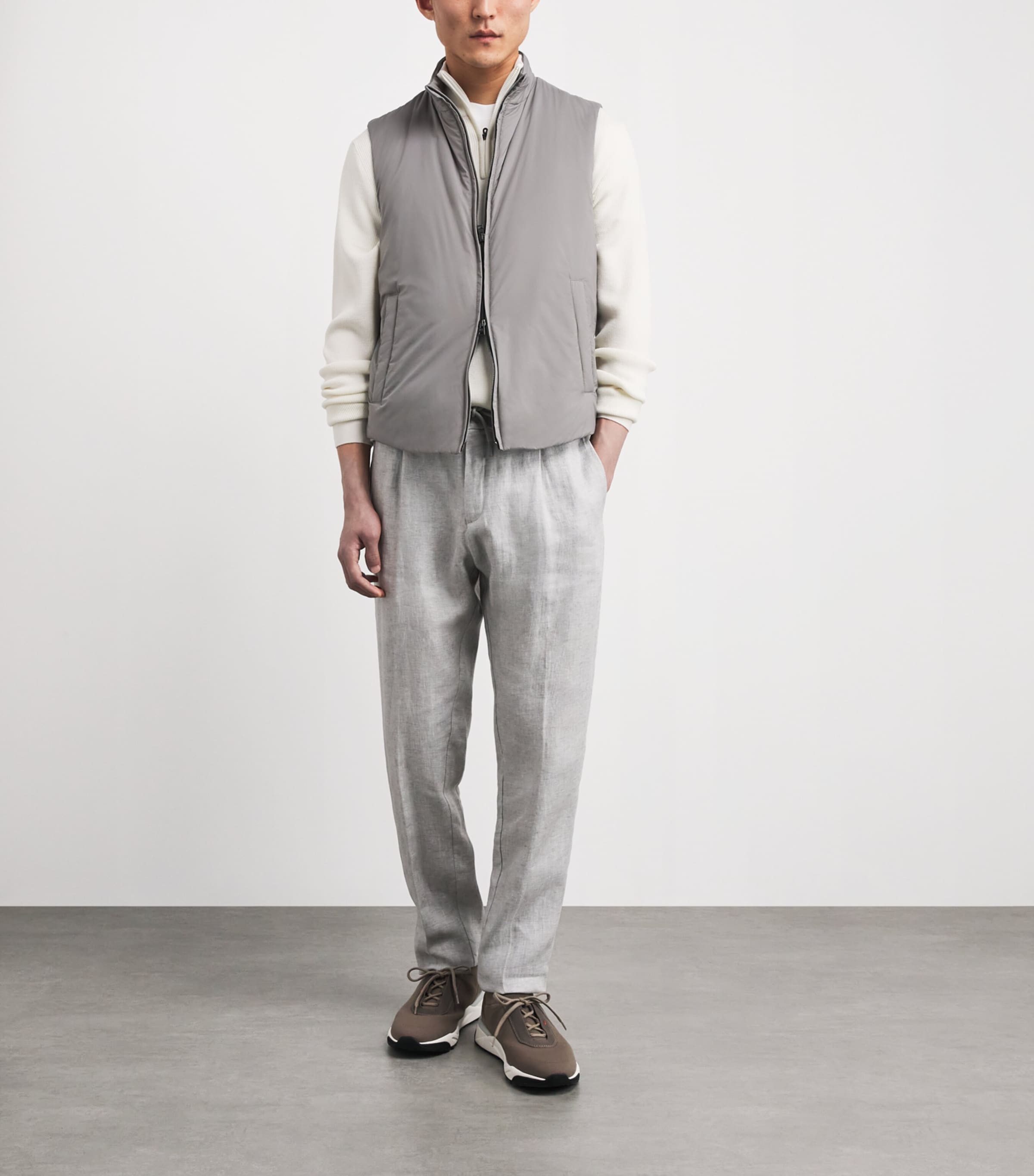 Herno Mens Ecoage Gilet Grigio Chiaro Image 2