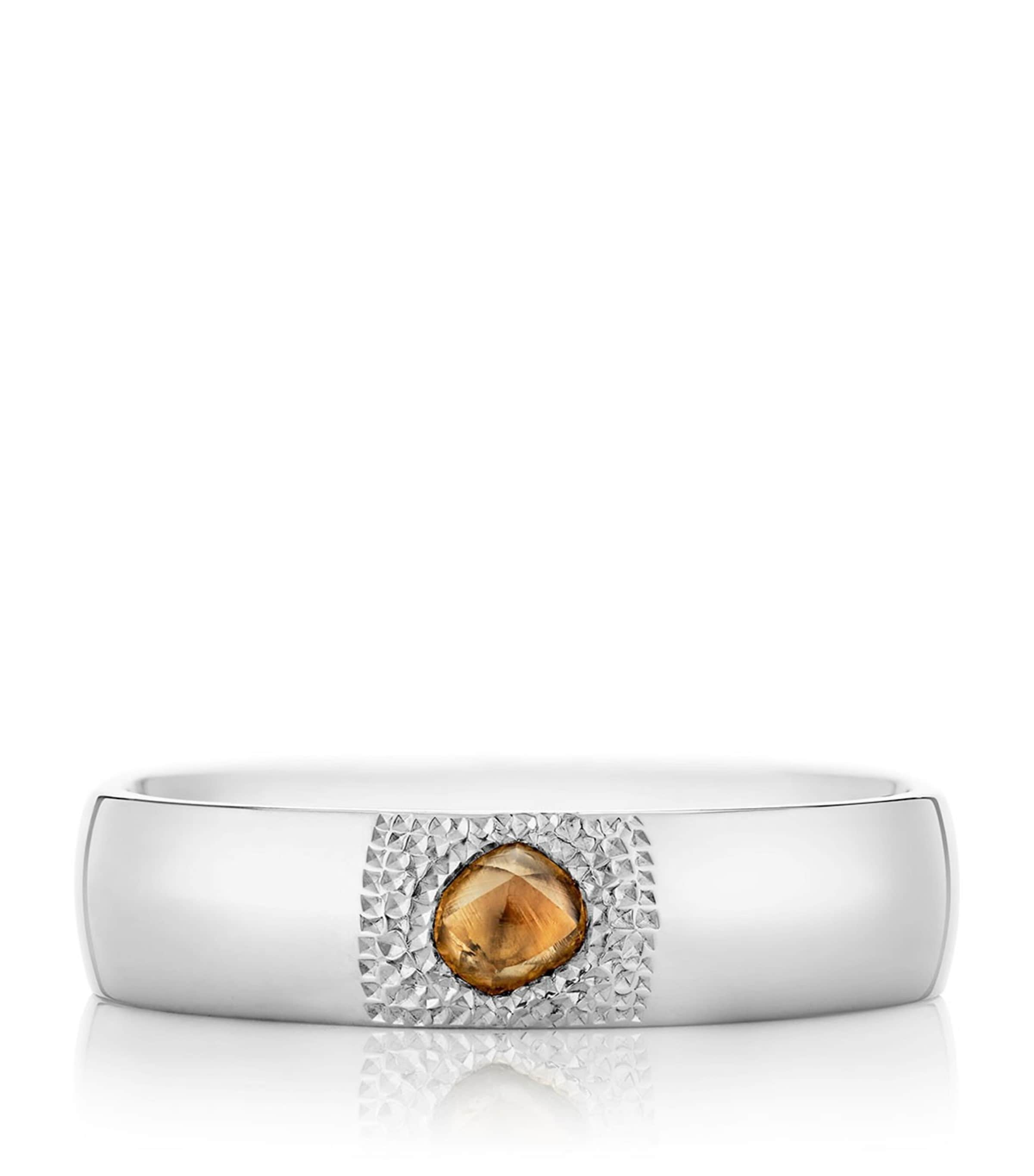 De Beers Large White Gold And Diamond Talisman Band