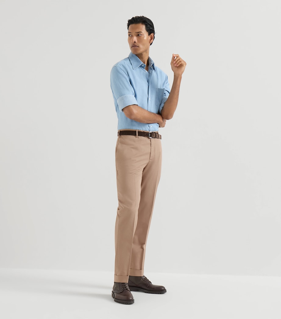 Brunello Cucinelli Mens Pima Cotton Comfort Gabardine Trousers Image 4
