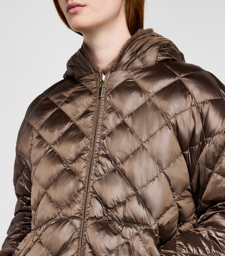 Down, Faux Fur and Water-Repellent Reversible Jacket BROWN Image 8