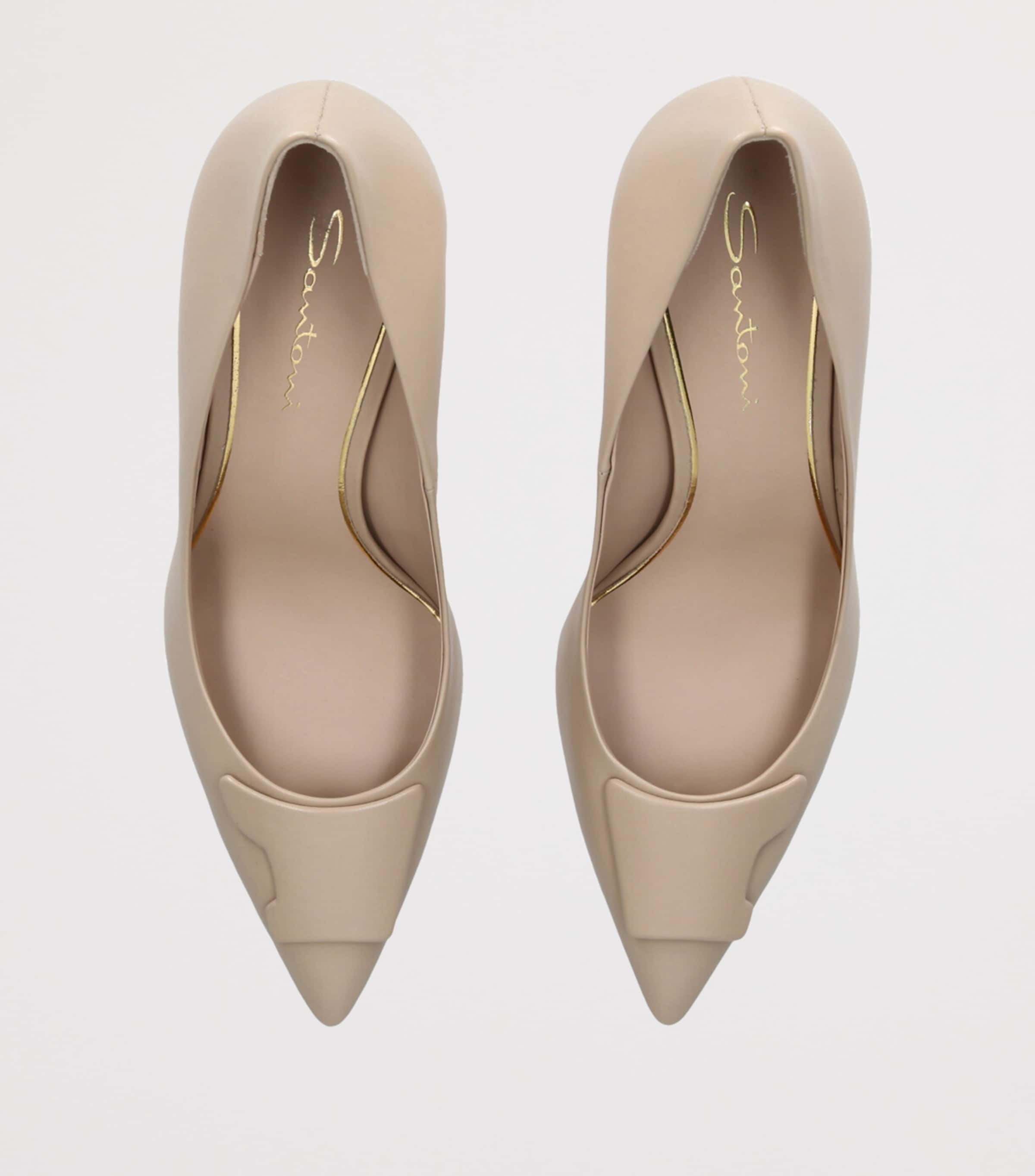 Santoni Leather Sibille Pumps 85 Beige Image 4