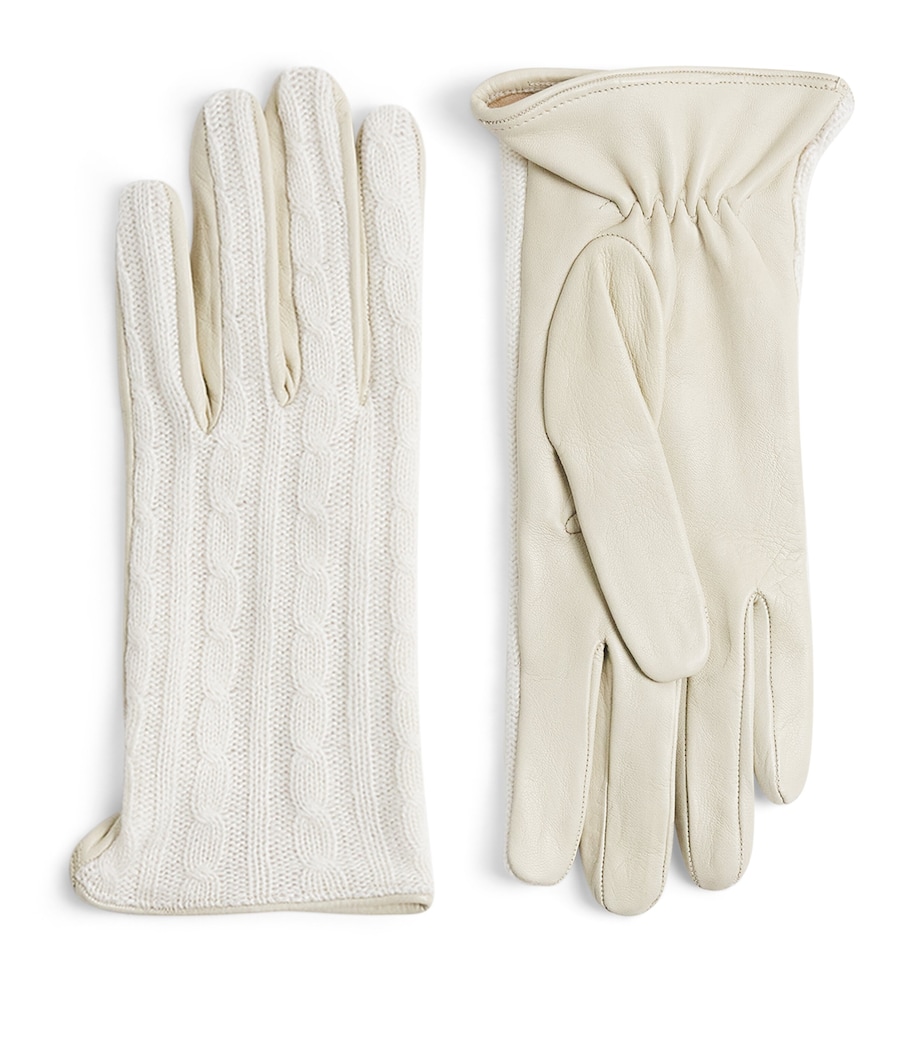 Eleventy Nappa Leather Gloves Panna Image 1
