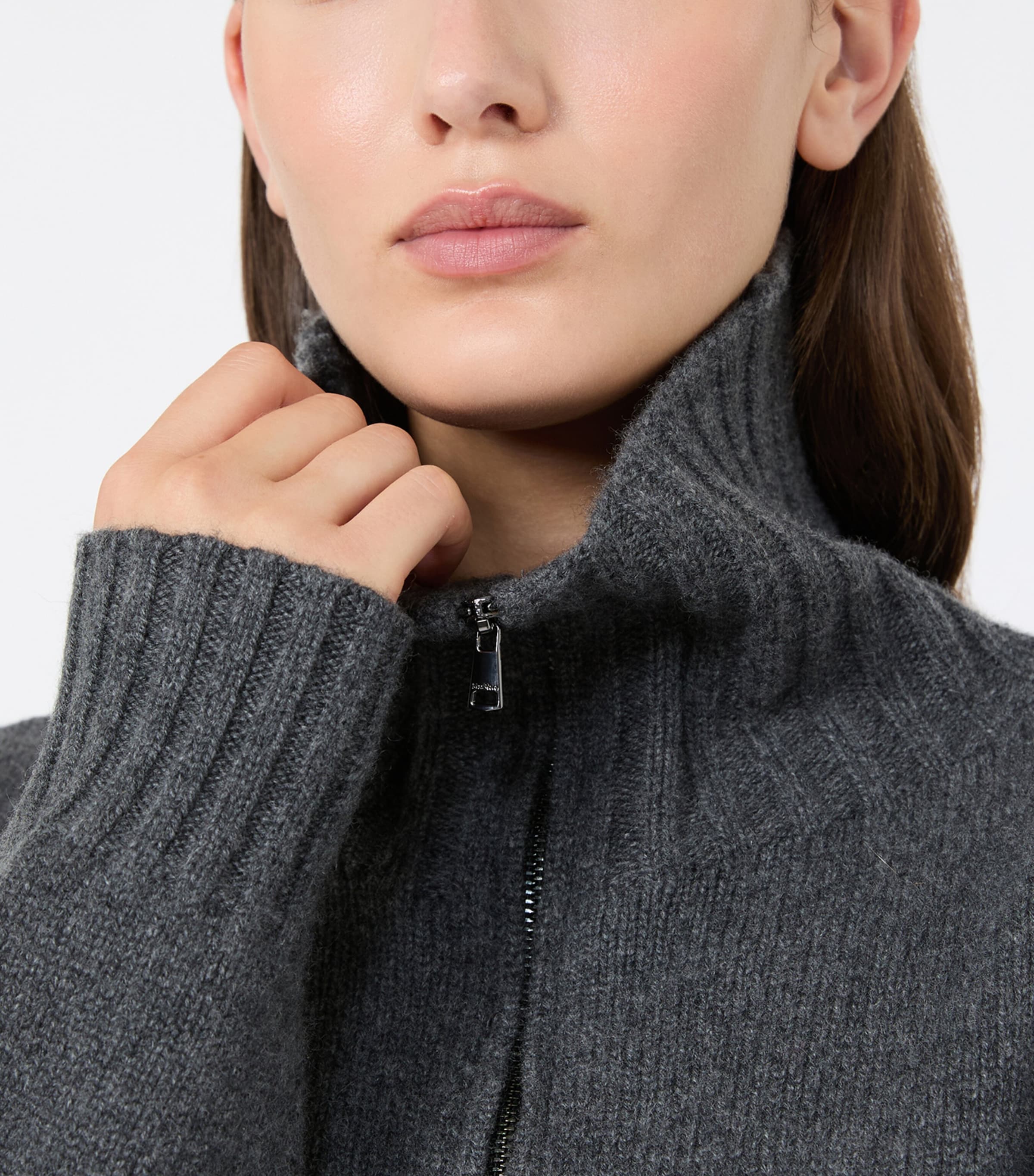 Max Mara Womens Cashmere Quarter-Zip Sweater Dark Grey Image 5