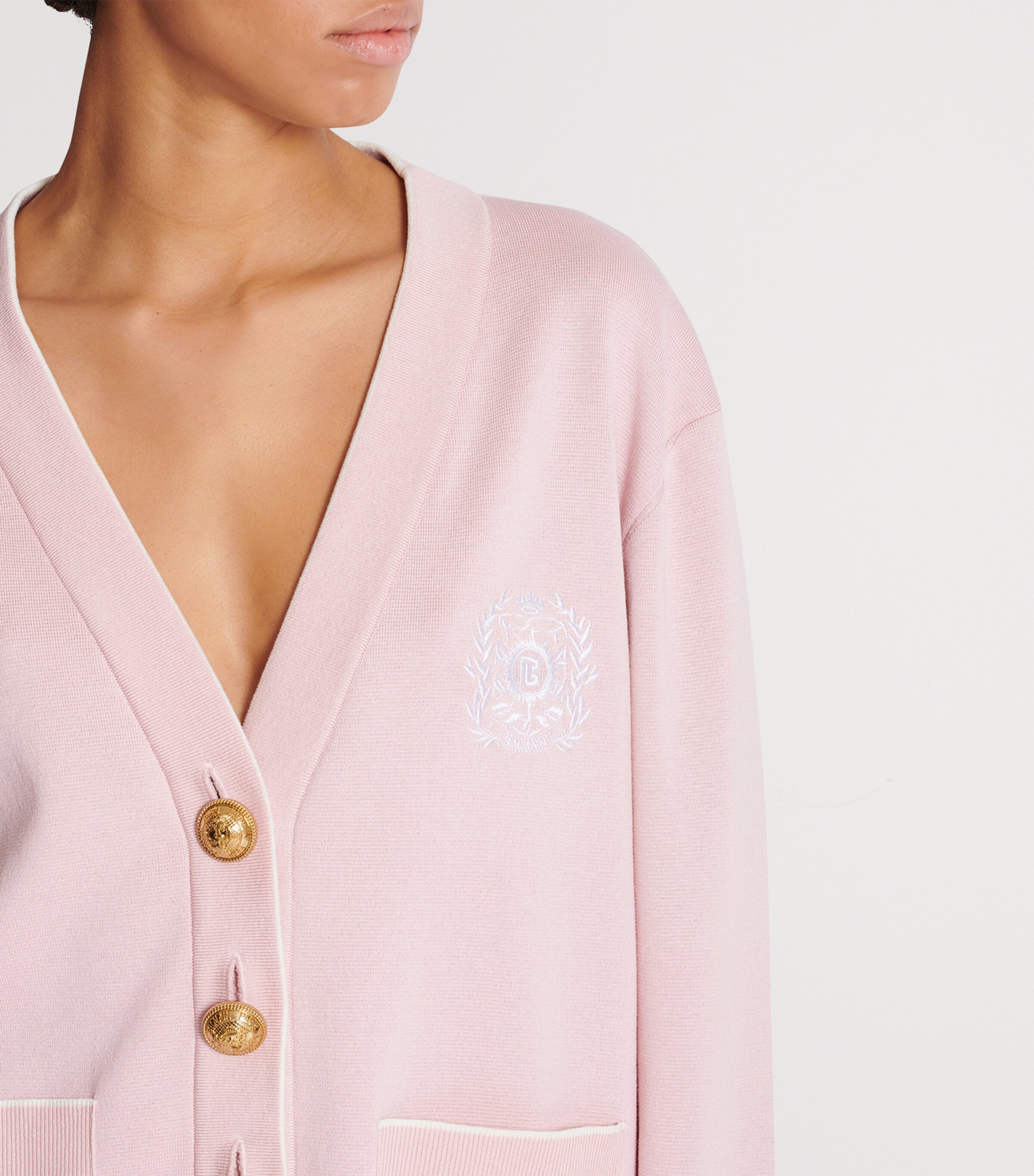 Silk-Cotton Embroidered Cardigan OIN ROSE/ BLANC Image 7