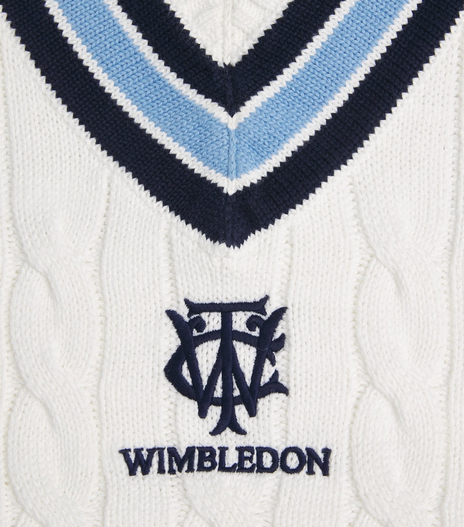 RLX Ralph Lauren Mens x Wimbledon Cotton Sweater Vest Cream Combo Image 6