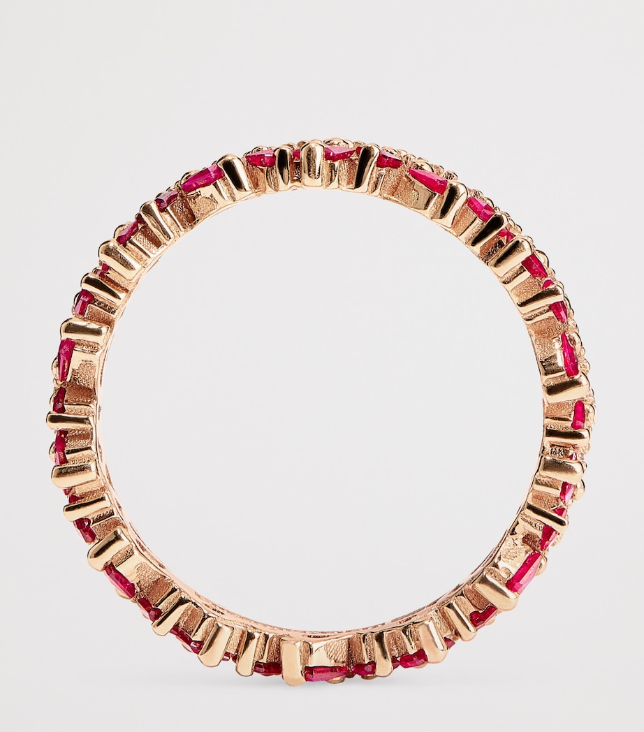 Rose Gold, Diamond and Ruby Princess Eternity Ring 18K RG/R Image 3