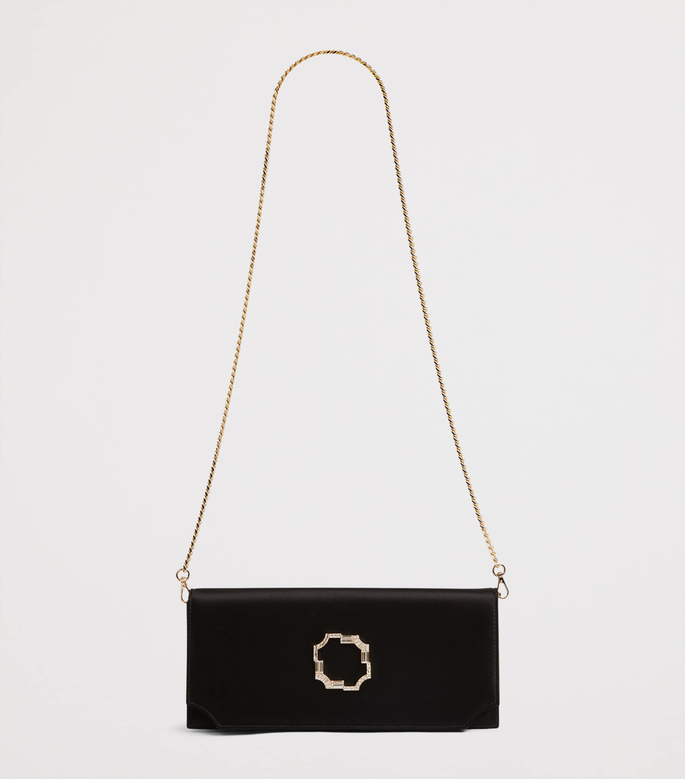 Satin Vivien Evening Clutch Bag BLACK Image 5