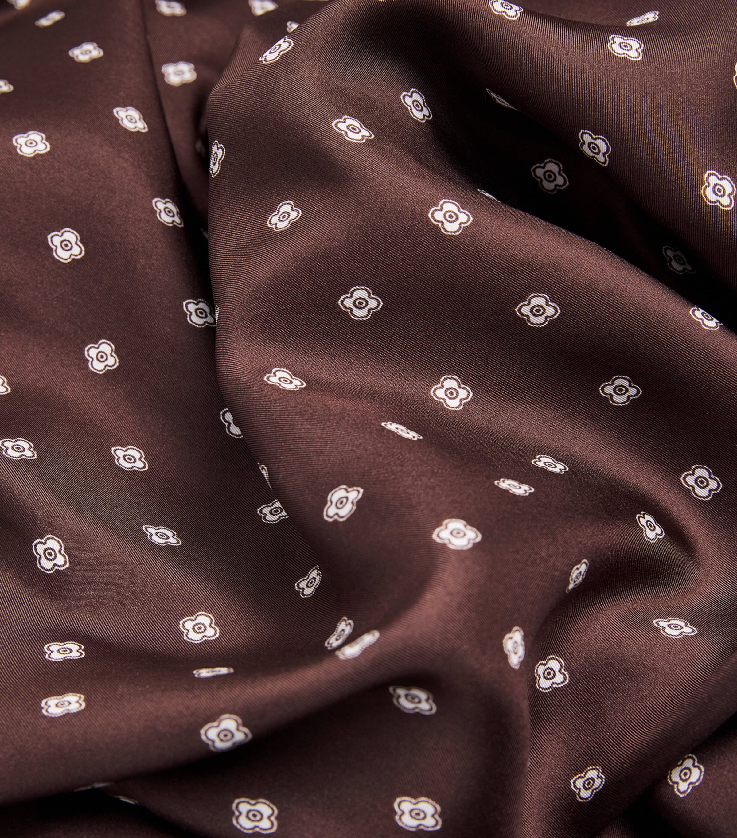 Silk Printed Tie-Detail Shirt BROWN / WHITE Image 5