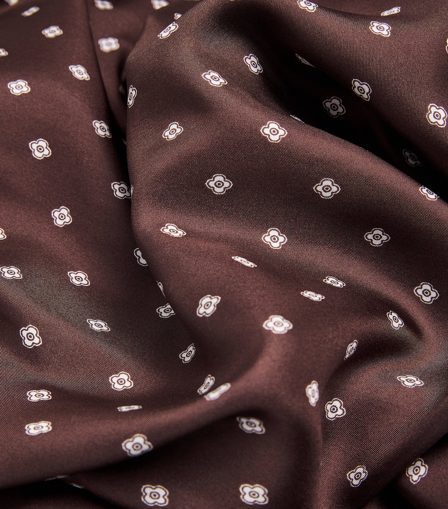 Silk Printed Tie-Detail Shirt BROWN / WHITE Image 5