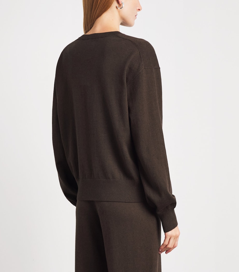 ÉTERNE Womens Cotton-Cashmere Brock Sweater Mushroom Image 5