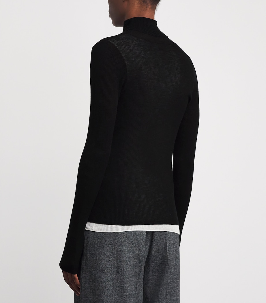 Wool Contrast-Trim Rollneck Sweater BLACK Image 4