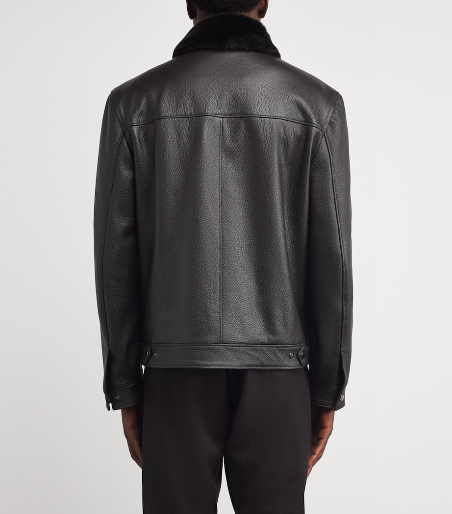 Leather Fur-Collar Jacket 501 Image 4