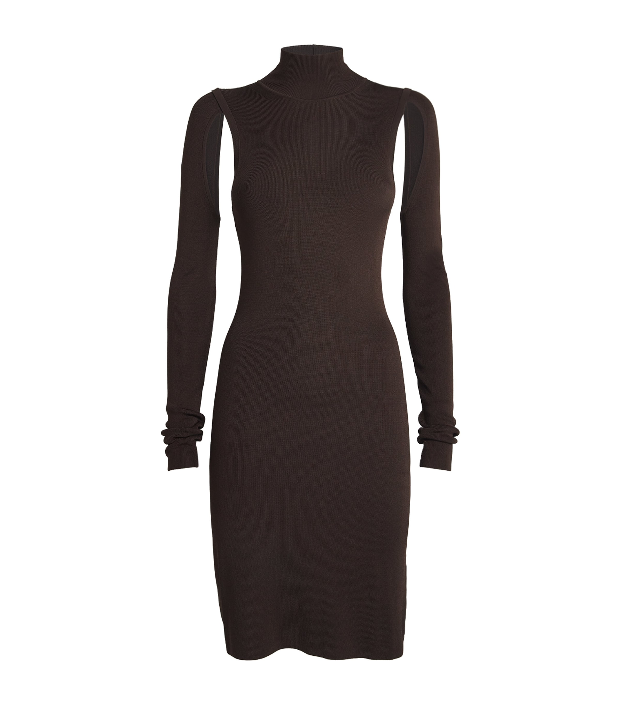 Shop Helmut Lang Air Rollneck Midi Dress In Brown