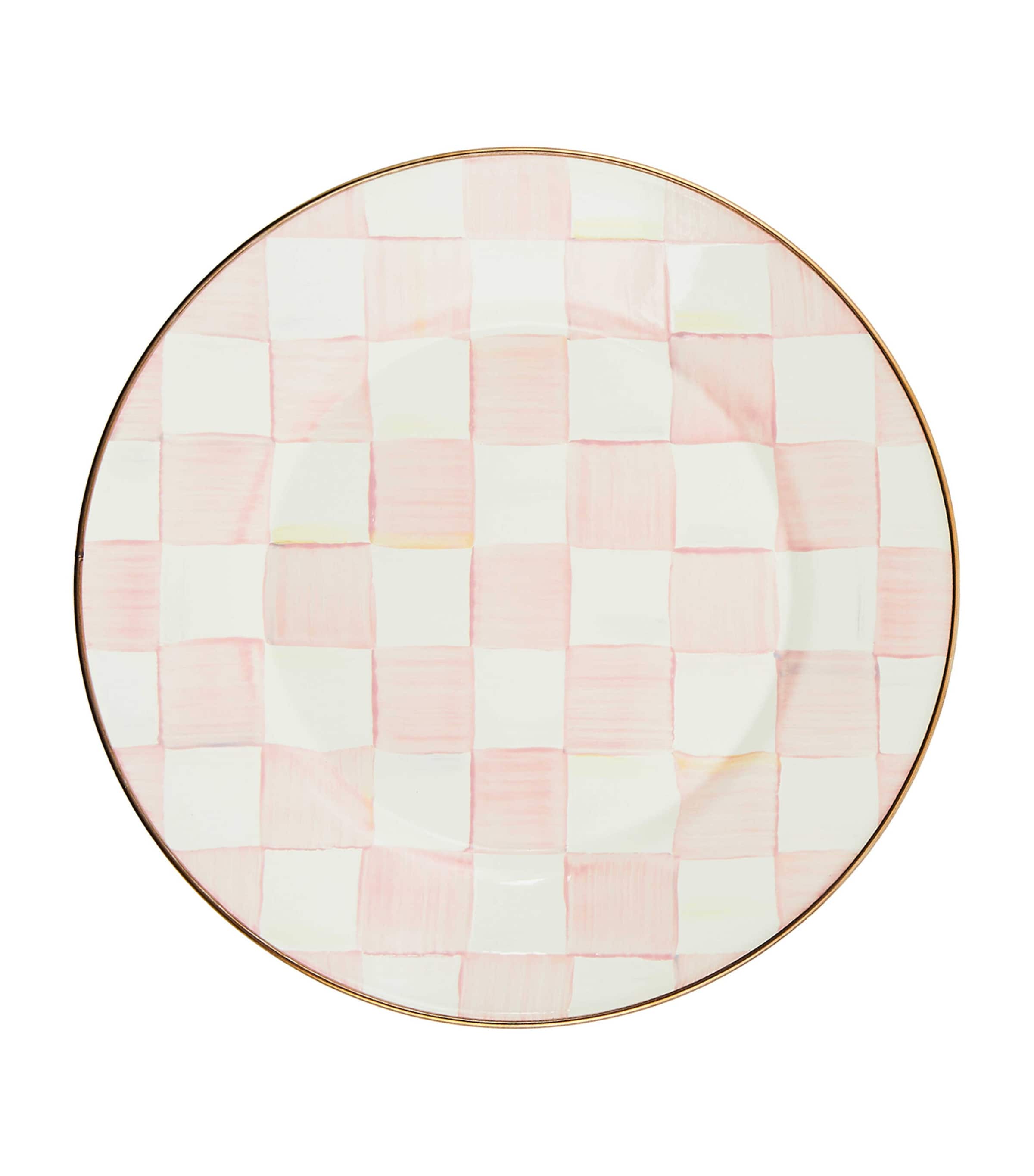 Shop Mackenzie-childs Rosy Check Dinner Plate In Pink