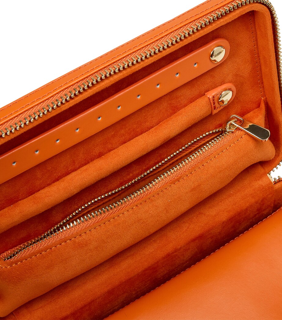 Medium Leather Maria Jewellery Case TANGERINE Image 5