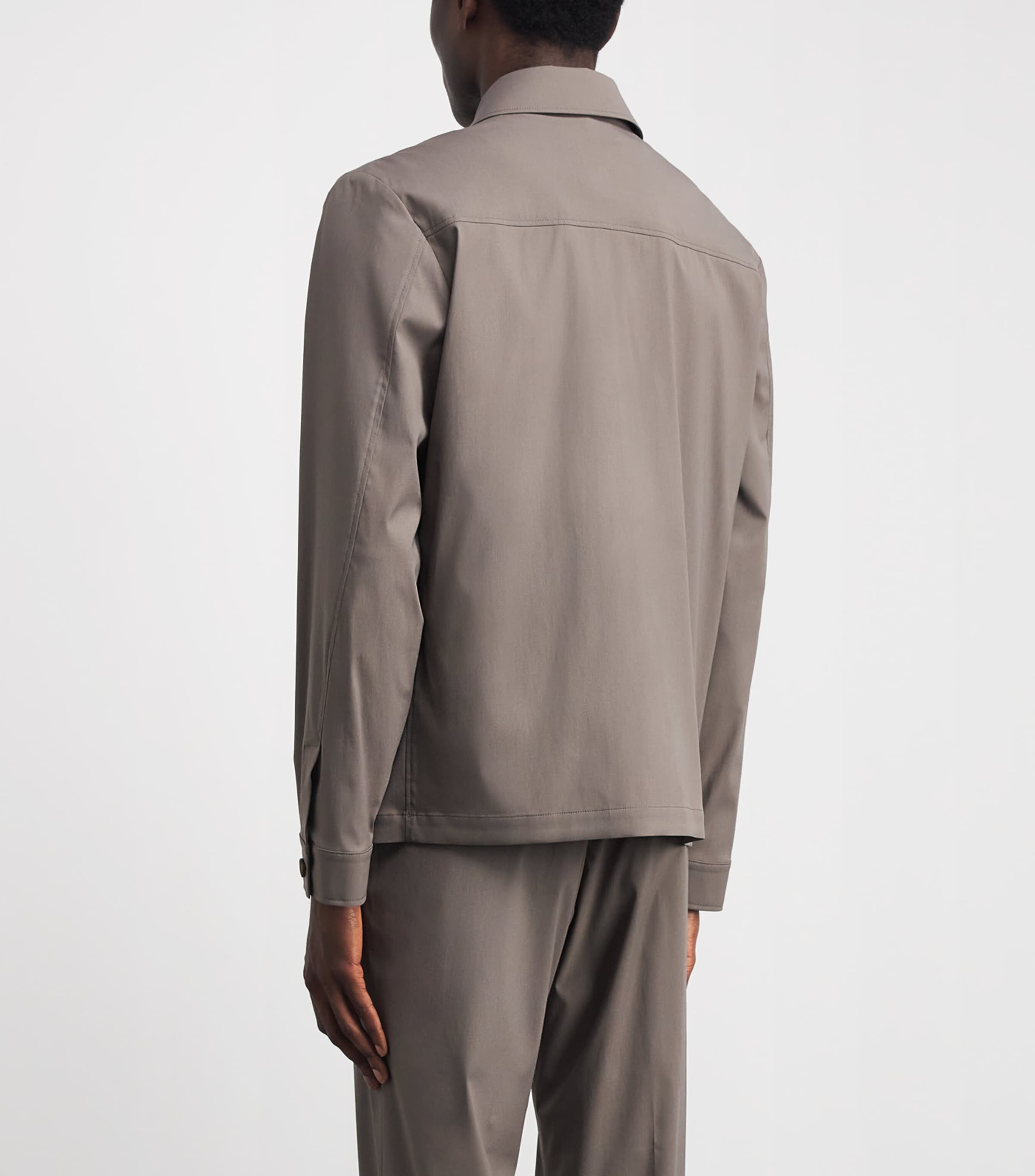 Corneliani Mens Water-Repellent Techwool Overshirt Natural / Beige Image 5