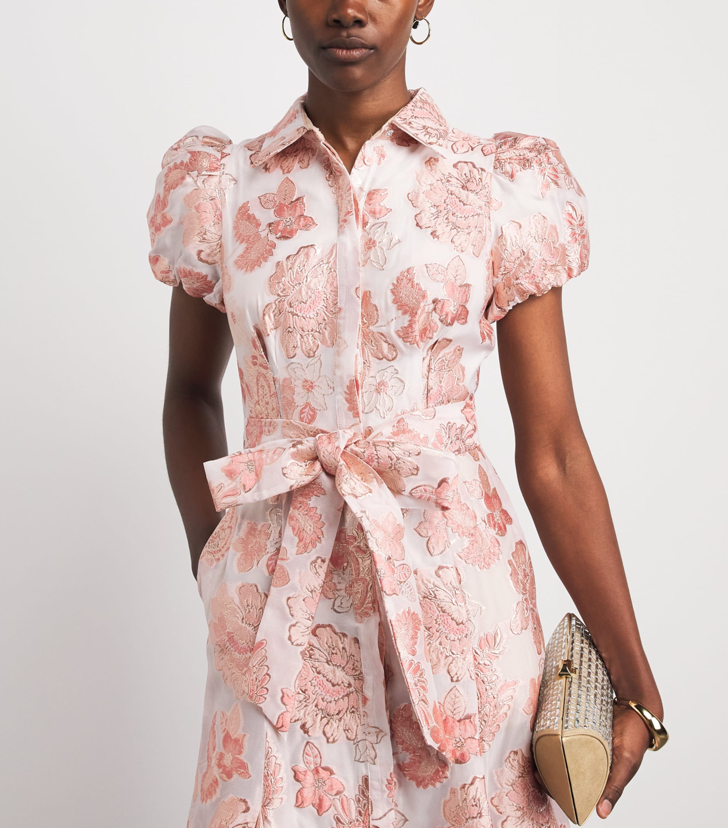 Alice+Olivia Womens Floral Jacquard Henrietta Maxi Dress English Rose Image 5