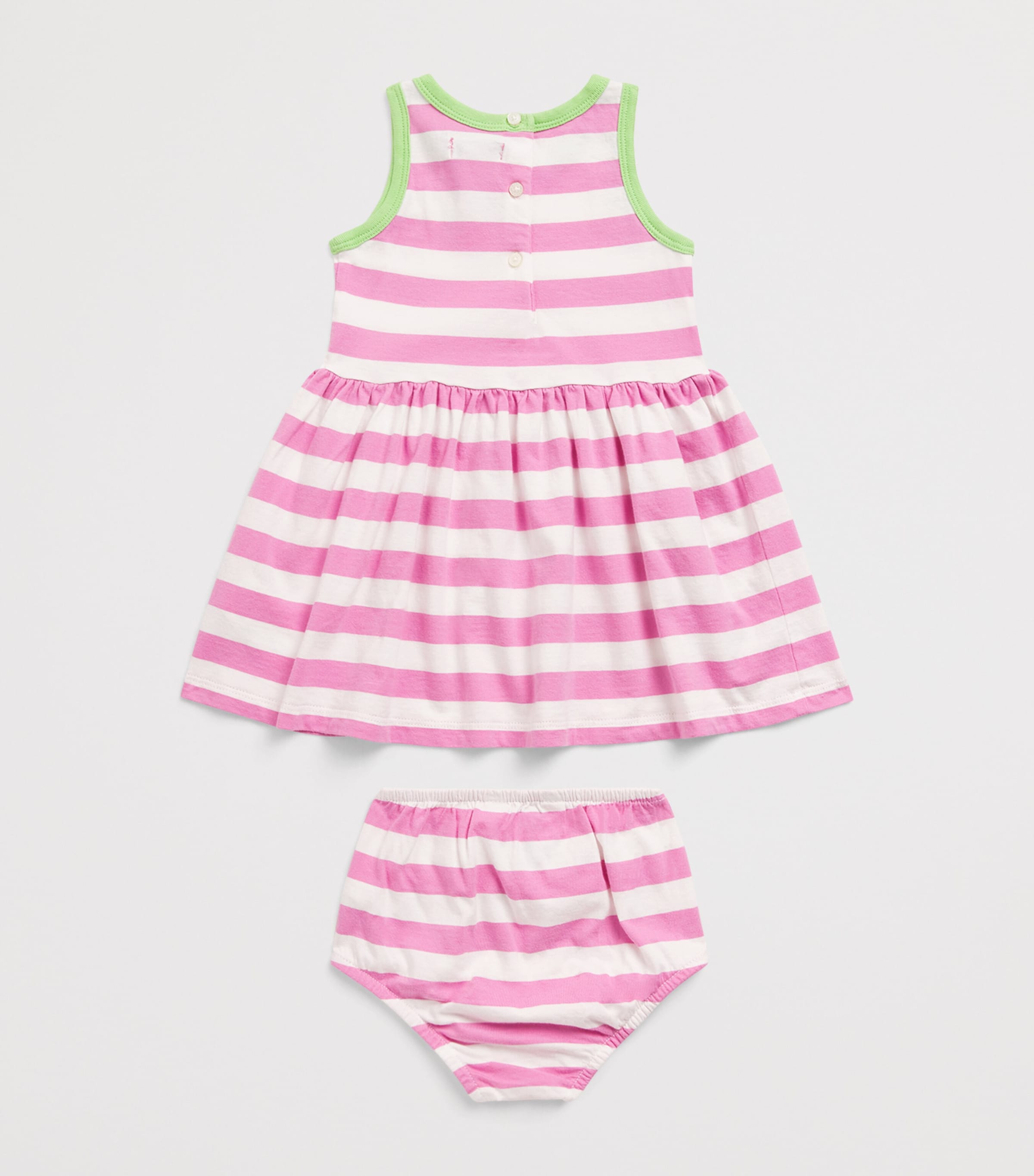 Ralph Lauren Kids Cotton Stripe Dress and Bloomers Set (3-24 Months) Lgna Pnk Image 2