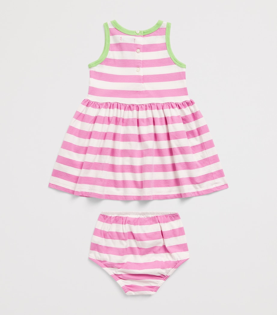 Ralph Lauren Kids Cotton Stripe Dress and Bloomers Set (3-24 Months) Lgna Pnk Image 2