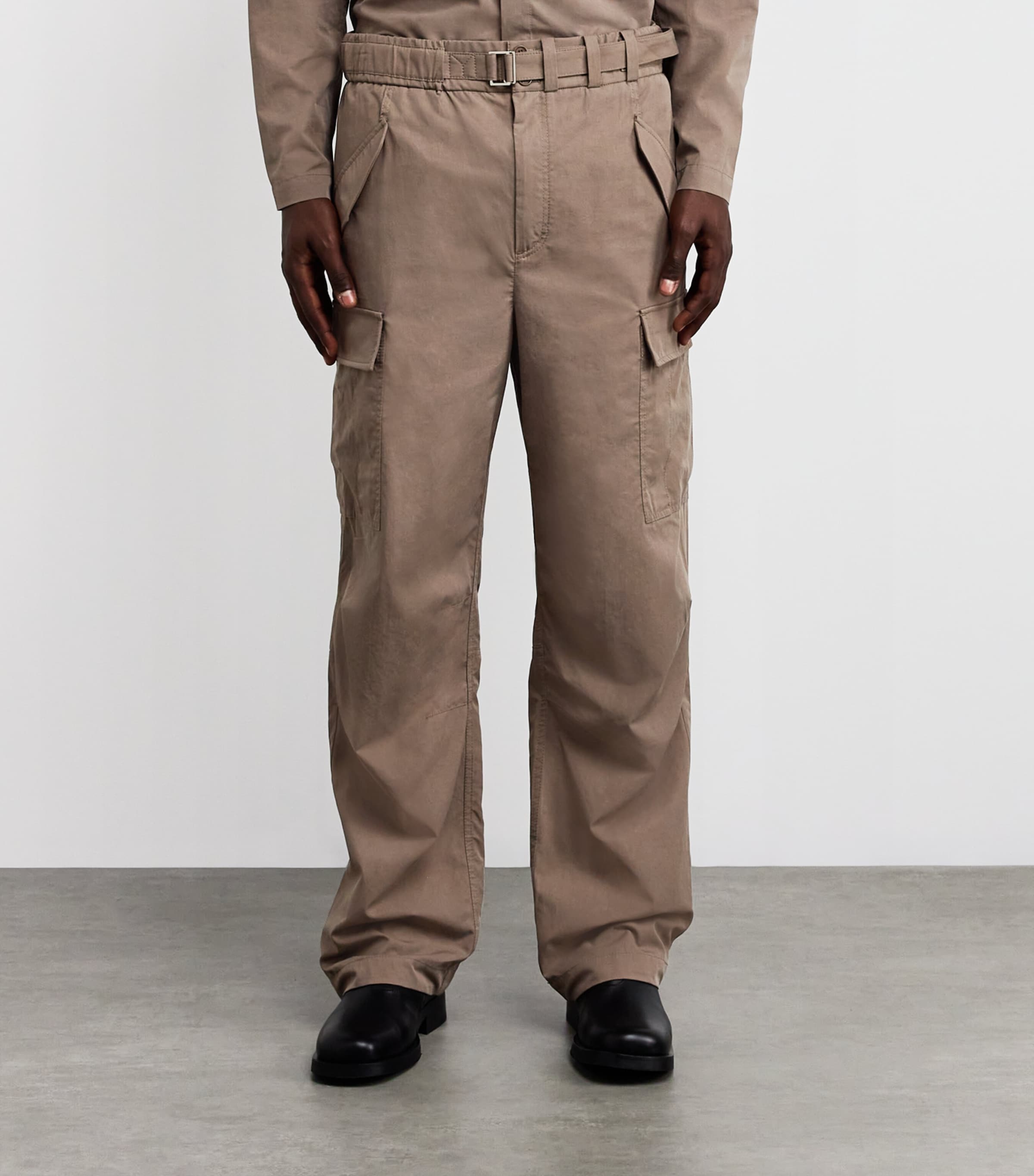 Cotton-Blend Wide-Leg Garrett Cargo Trousers FADED OLIVE Image 3