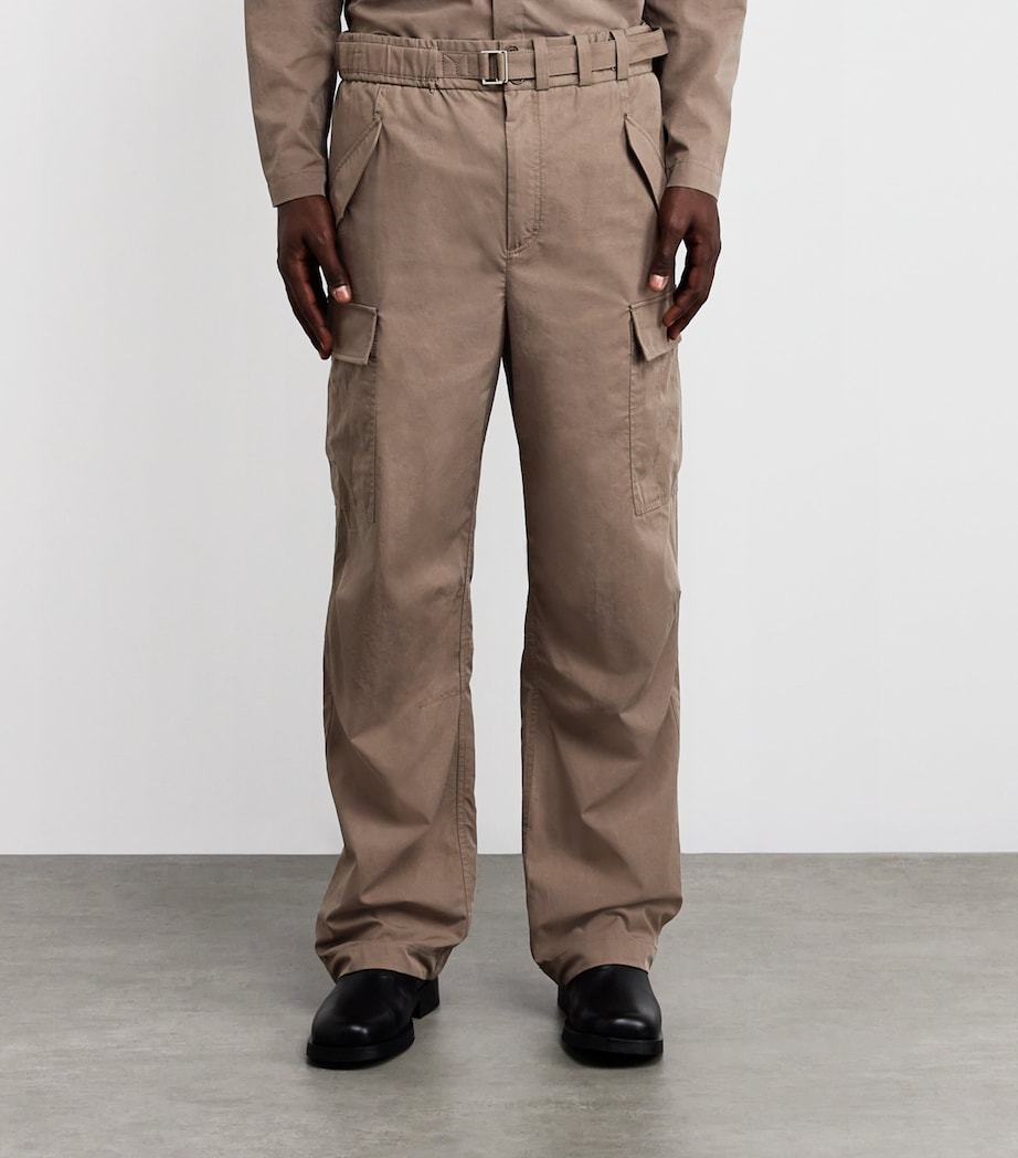 Cotton-Blend Wide-Leg Garrett Cargo Trousers FADED OLIVE Image 3