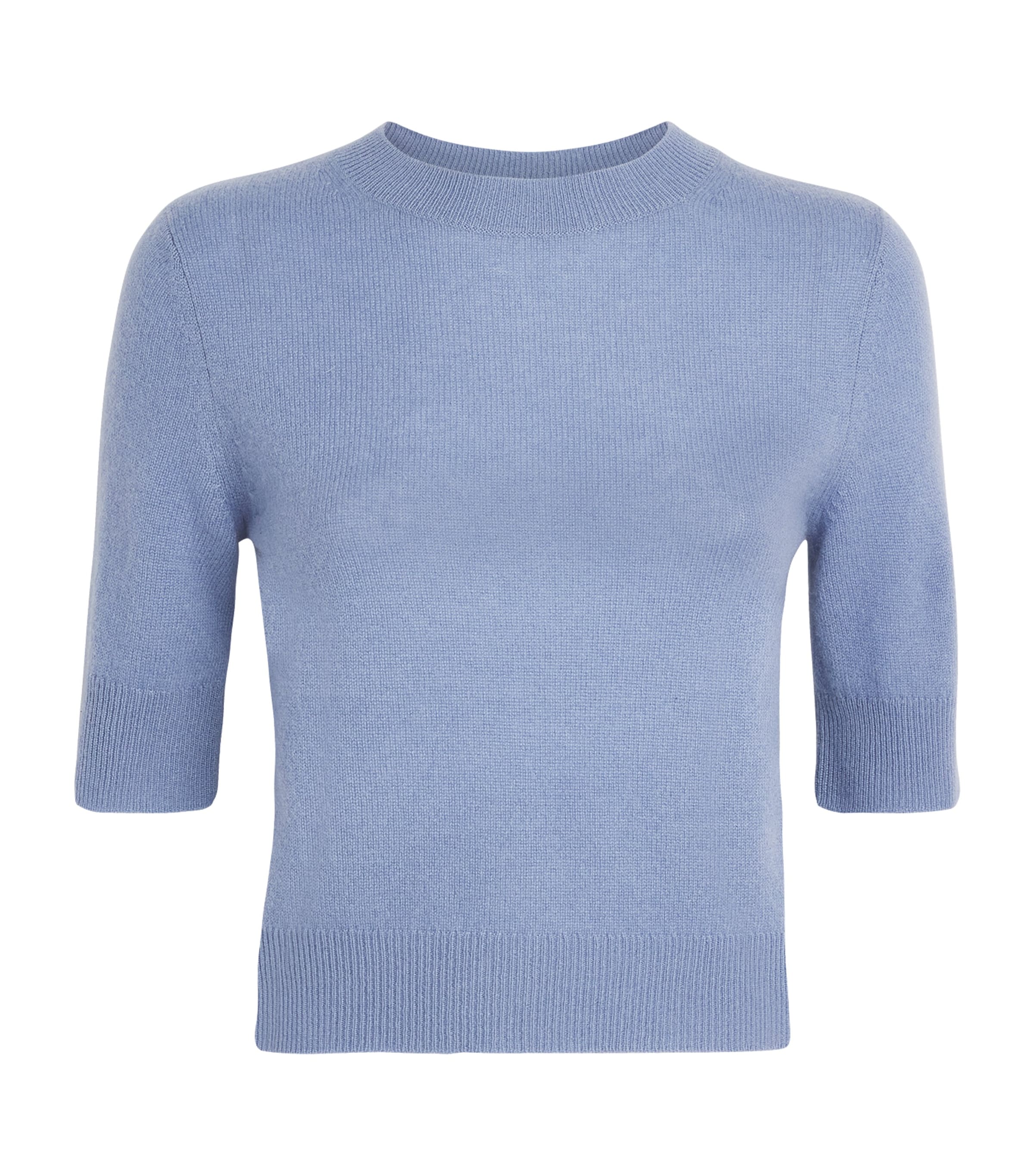 Le Kasha Womens Cashmere Short-Sleeve Chypre Sweater Ocean Blue Image 1