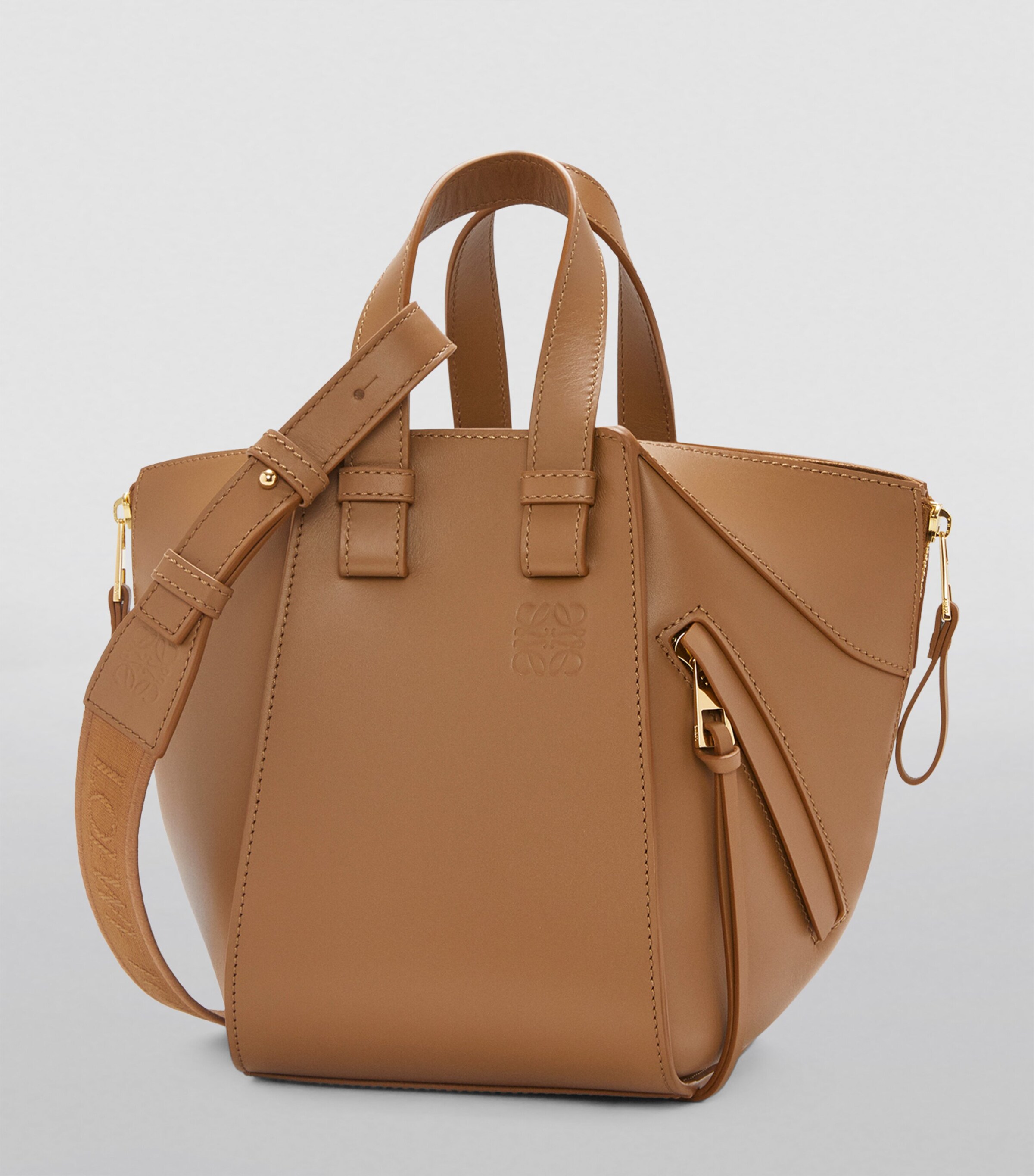 Leather Compact Hammock Top-Handle Bag OAK Image 4