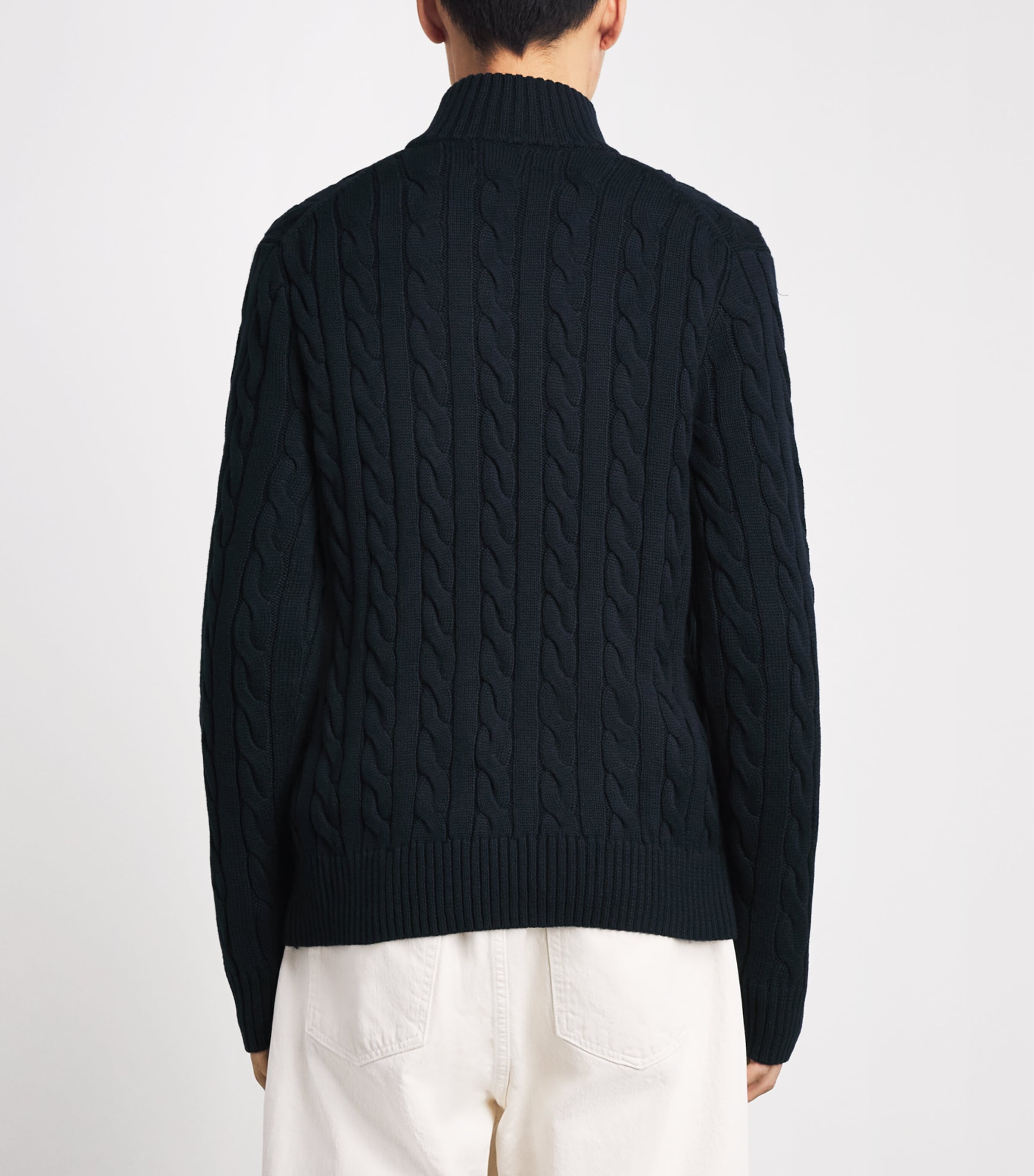 Polo Ralph Lauren Mens Cotton Cable-Knit Sweater Hunter Navy W/ Image 5