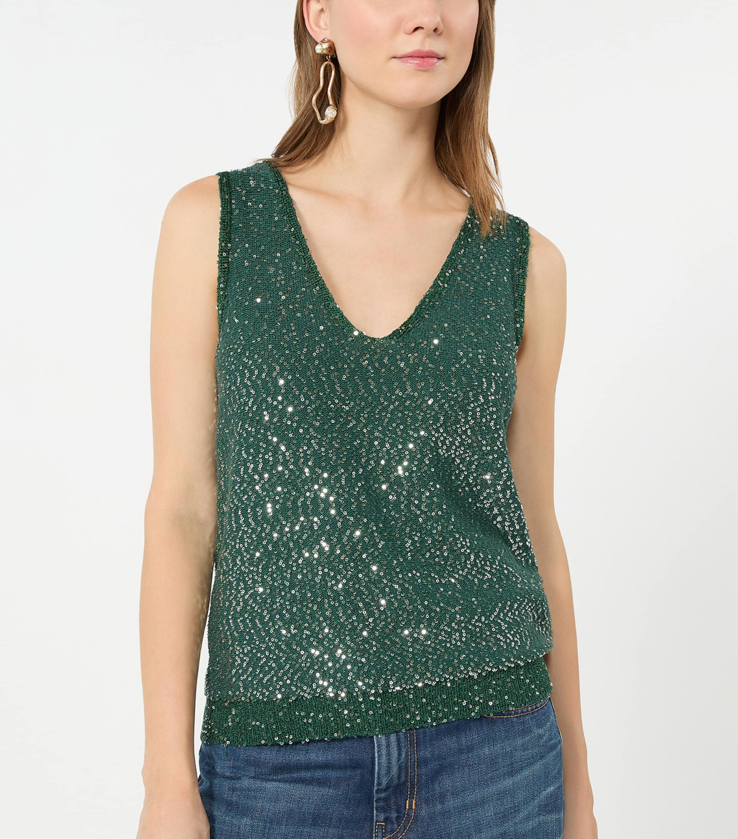 Weekend Max Mara Womens Knitted Sequin Tank Top Green Image 4