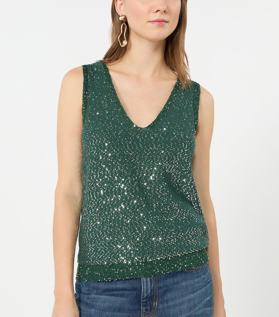 Weekend Max Mara Womens Knitted Sequin Tank Top Green Image 4