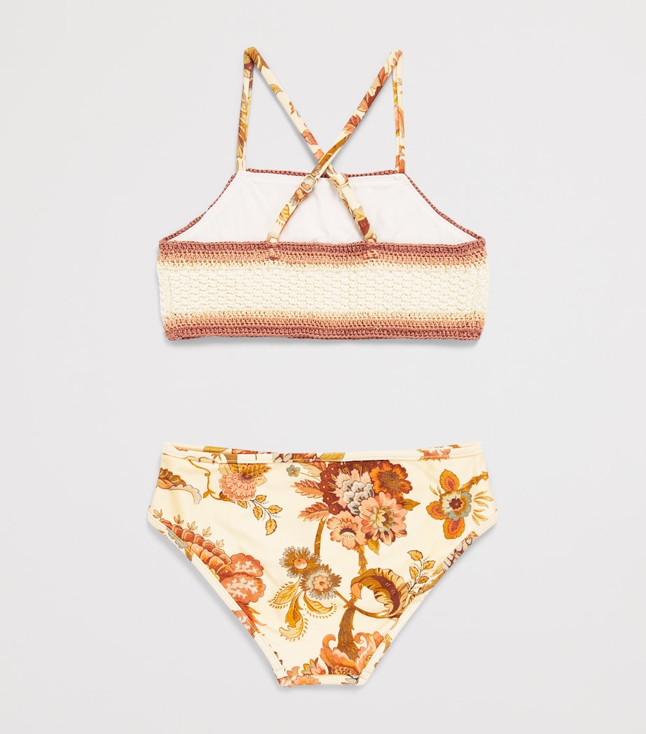 Zimmermann Kids Crochet Aster Bikini (2-12 Years) Cream Jacobean Image 2