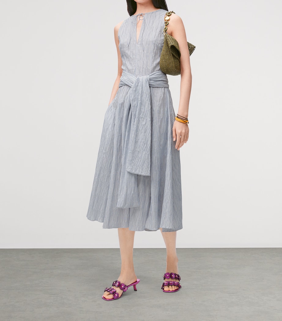 LOEWE Womens x Paula's Ibiza Cotton-Blend Midi Dress Blue/white Image 4