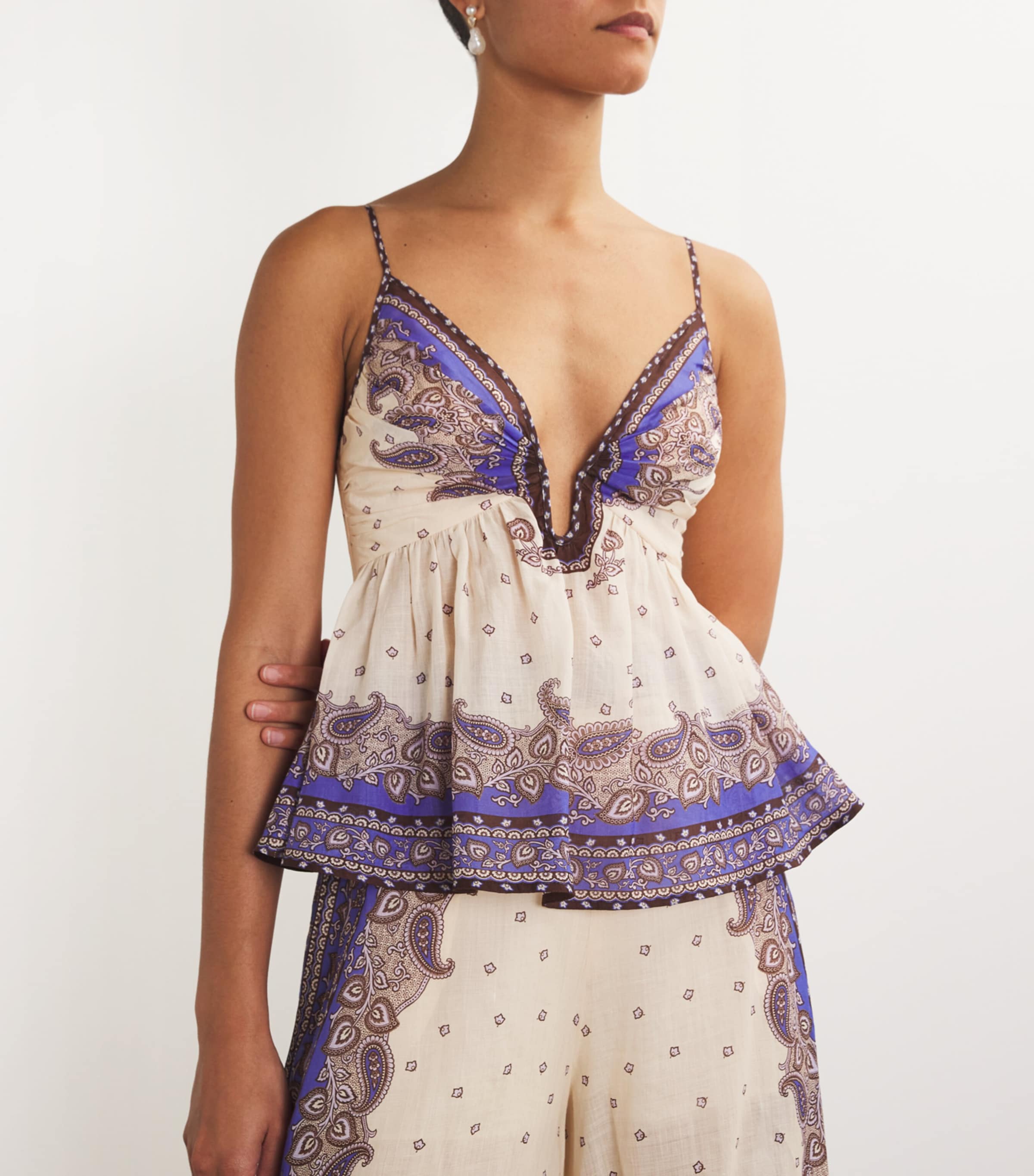 Ramie Peplum Maxine Cami Top PURPLE PAISLEY Image 6