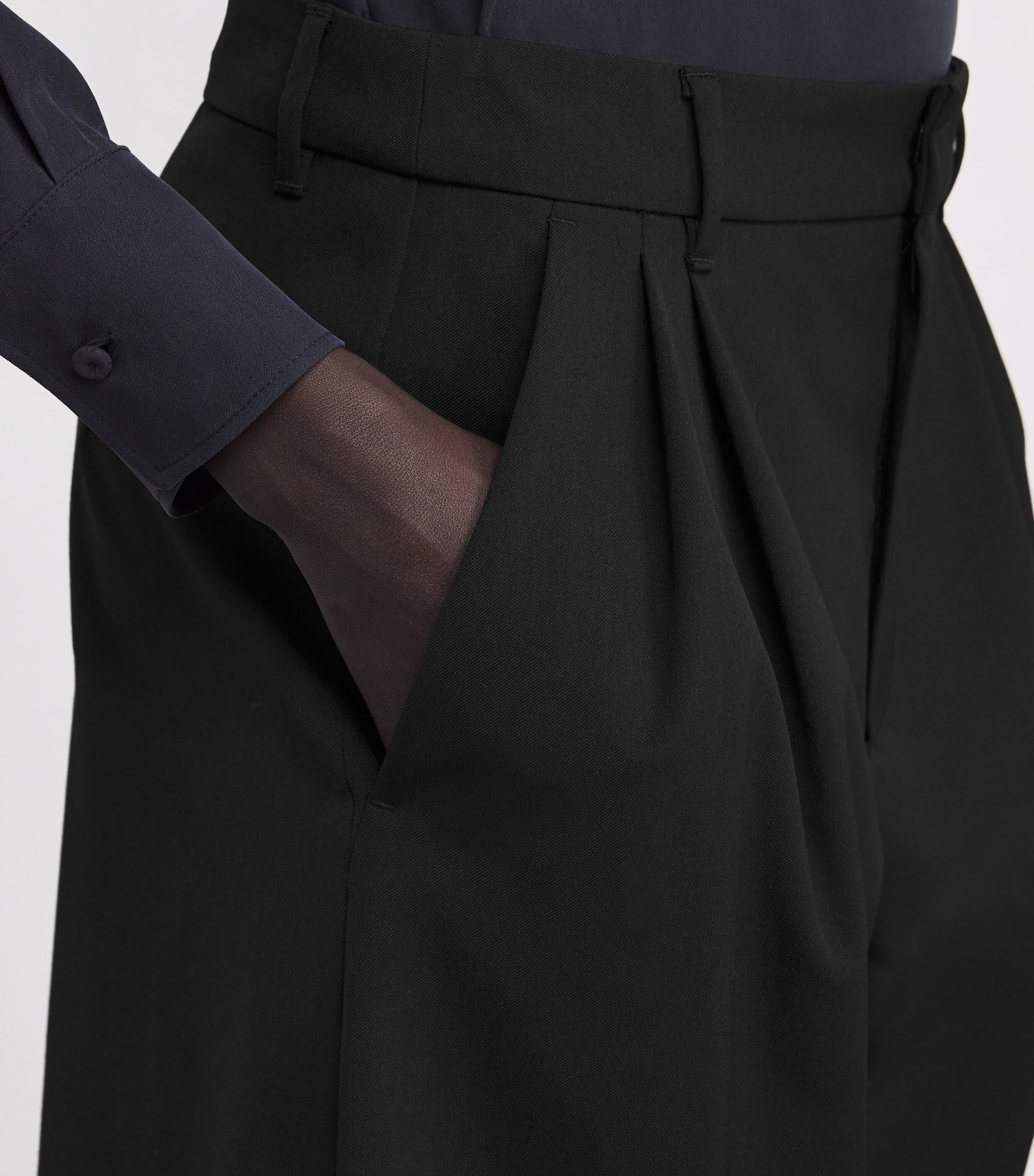 Twill Wide-Leg Trousers BLACK Image 6