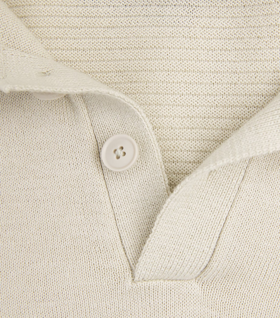BOSS Mens Knitted Logo Polo Shirt Light Beige Image 6
