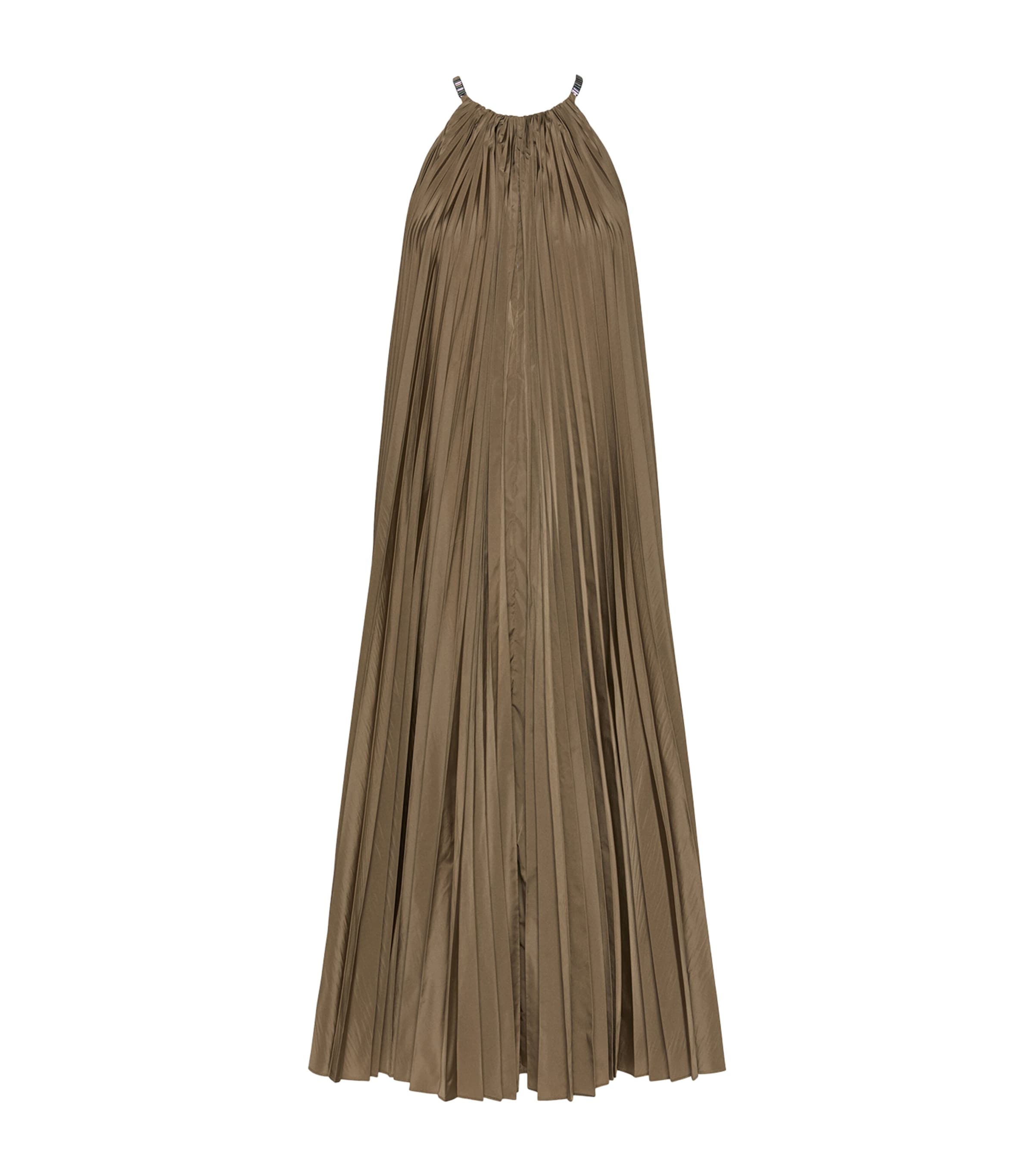 Max Mara Womens Pleated Halterneck Midi Dress Mud Image 1