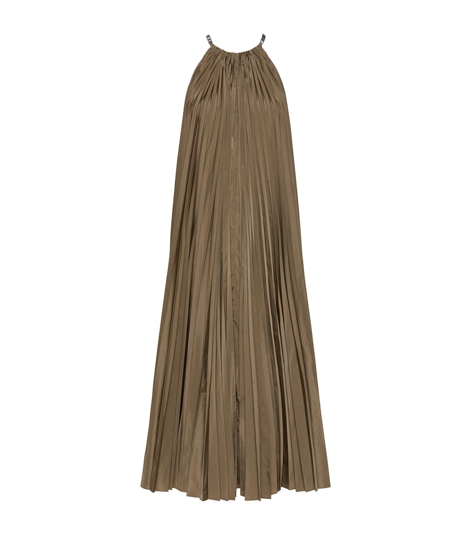Max Mara Womens Pleated Halterneck Midi Dress Mud Image 1