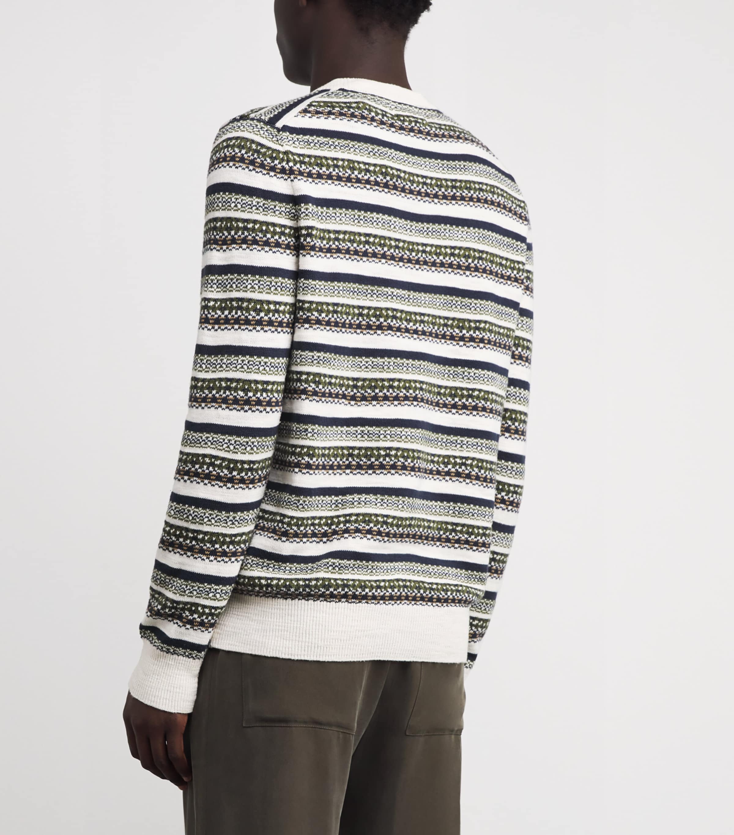 Barbour Mens Cotton Topcliffe Fair Isle  Sweater Whisper White Image 4