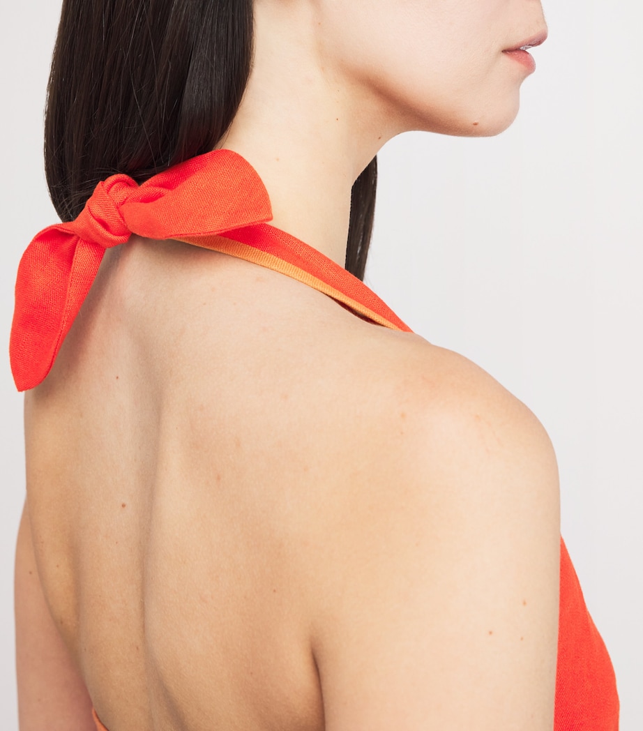 Linen Panettone Midi Dress TANGERINE Image 6